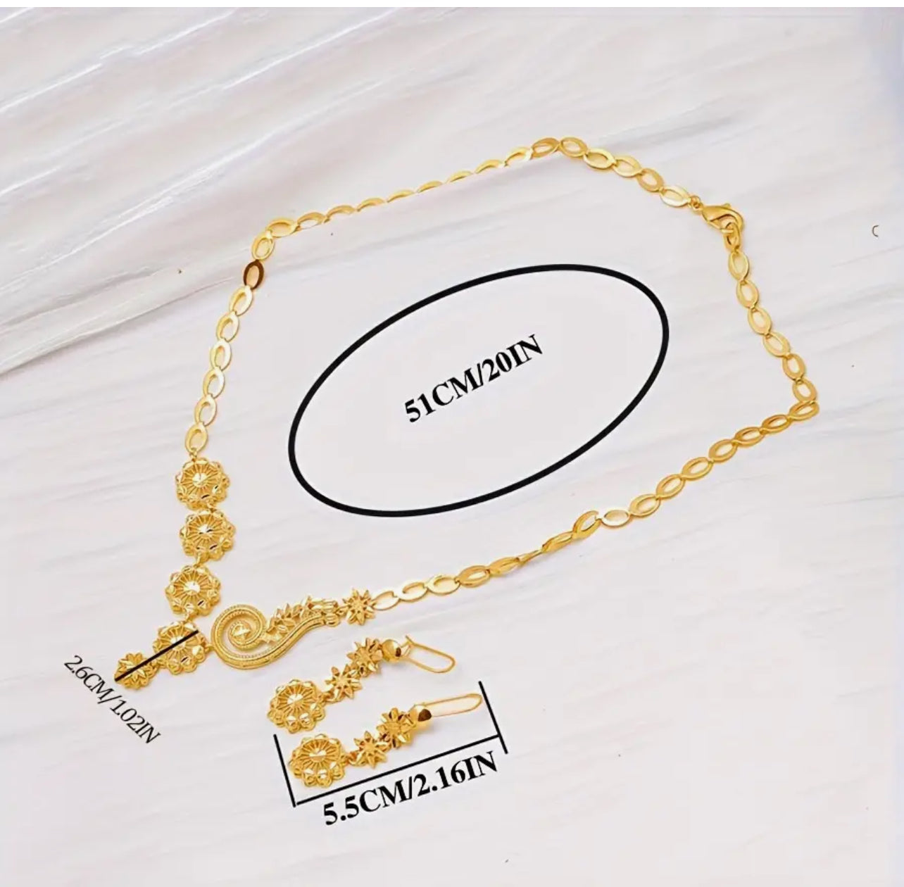 2pcs 22K Gold Plated Jewelry Set Afro American Outfits