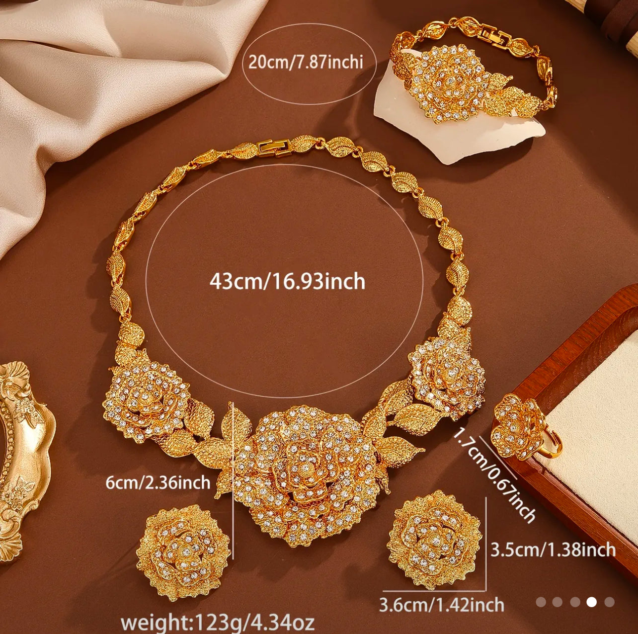 5pcs Luxury Vintage Jewelry Set Afro American Outfits