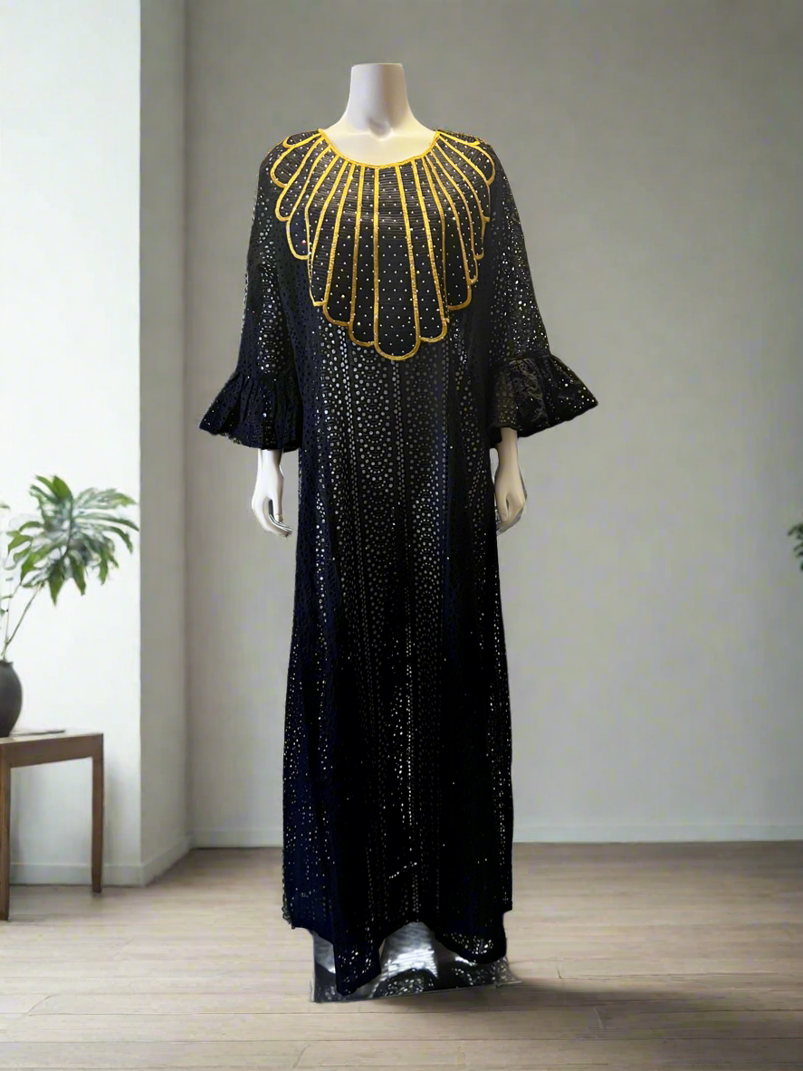 African Luxury Afro Embroidered Lace Boubou Dress Afro American Outfits