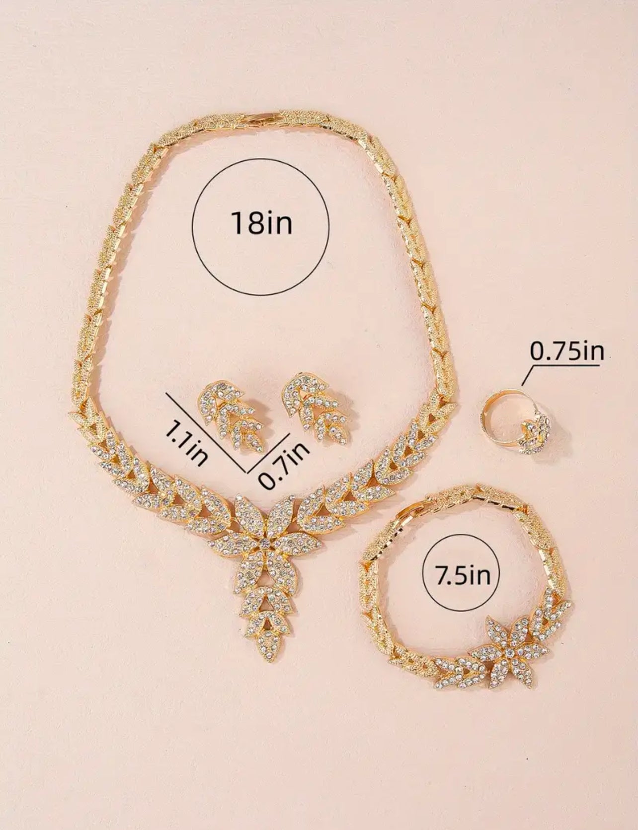 Leaf Rhinestone Jewelry Set Afro American Outfits