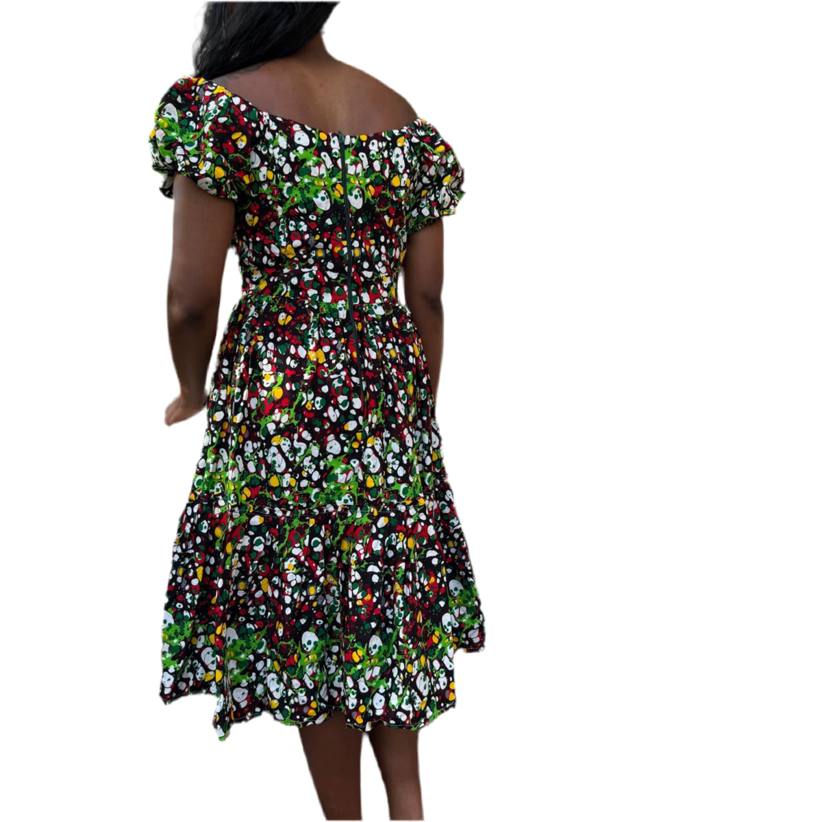 African Print Ankara Colorful Off Shoulder Spring/Summer Dress Afro American Outfits