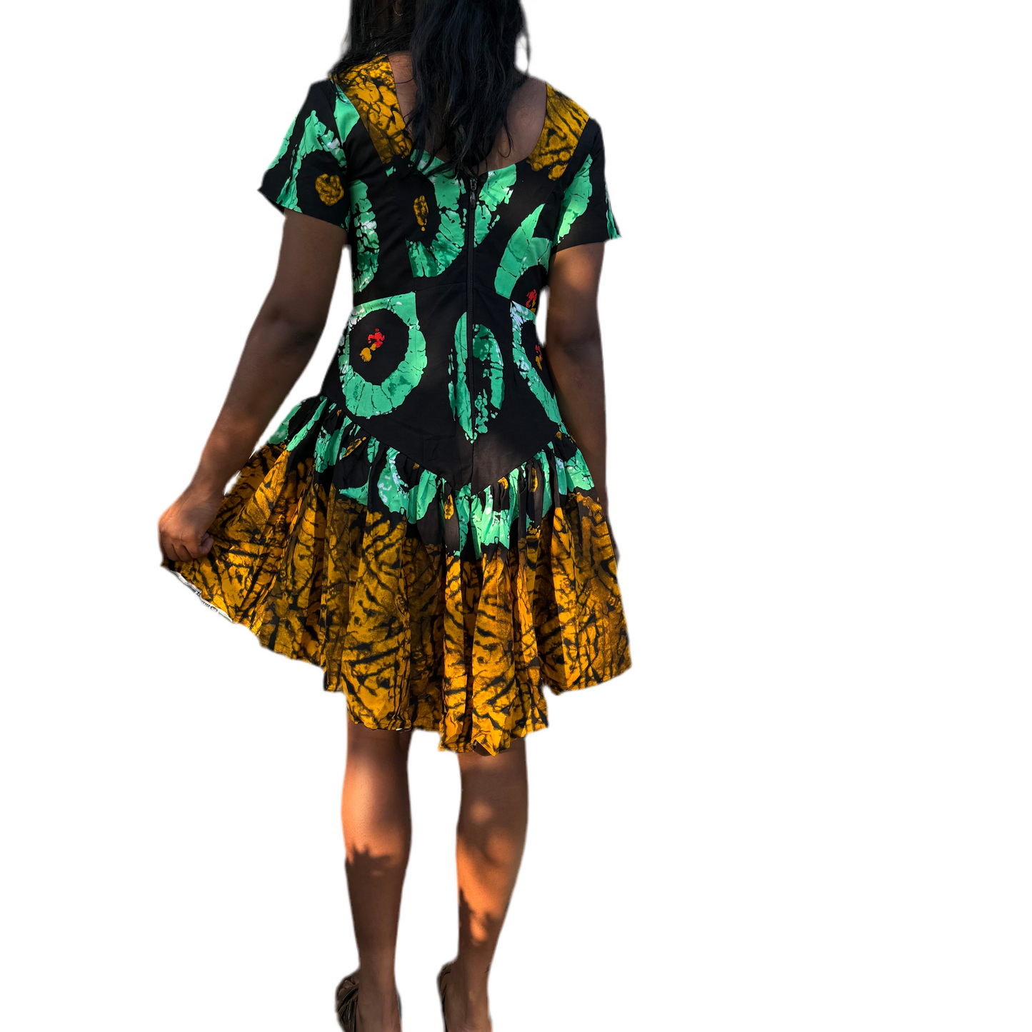 African Print Ankara Tri Colored Dress Afro American Outfits