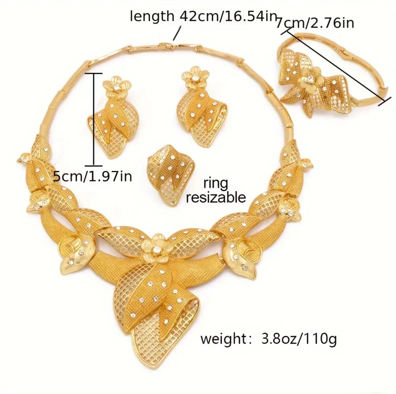 24K Gold Plated Jewelry Set Afro American Outfits