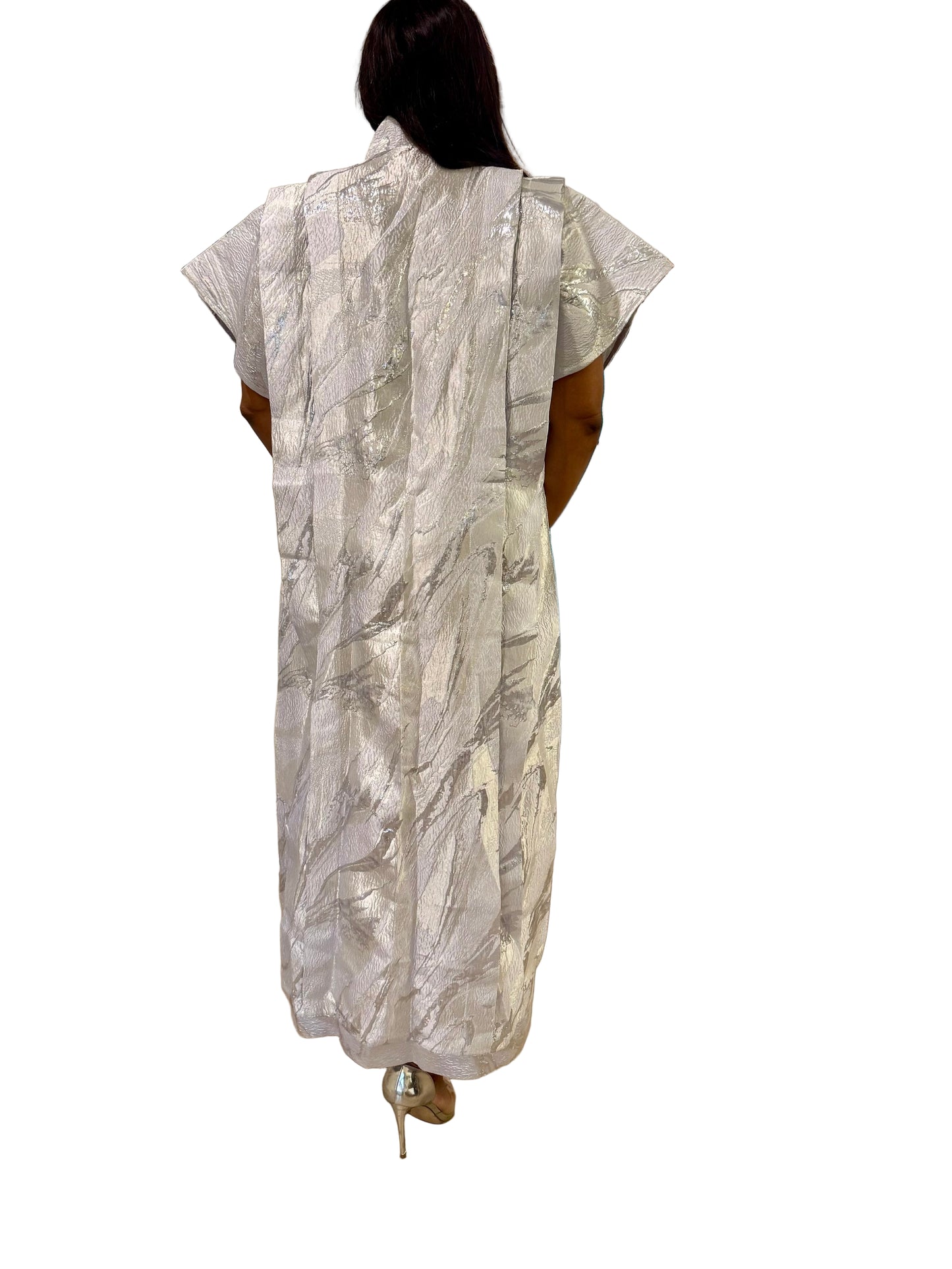 White African Damask Brocade Maxi Dress: Bubu Buga Style
