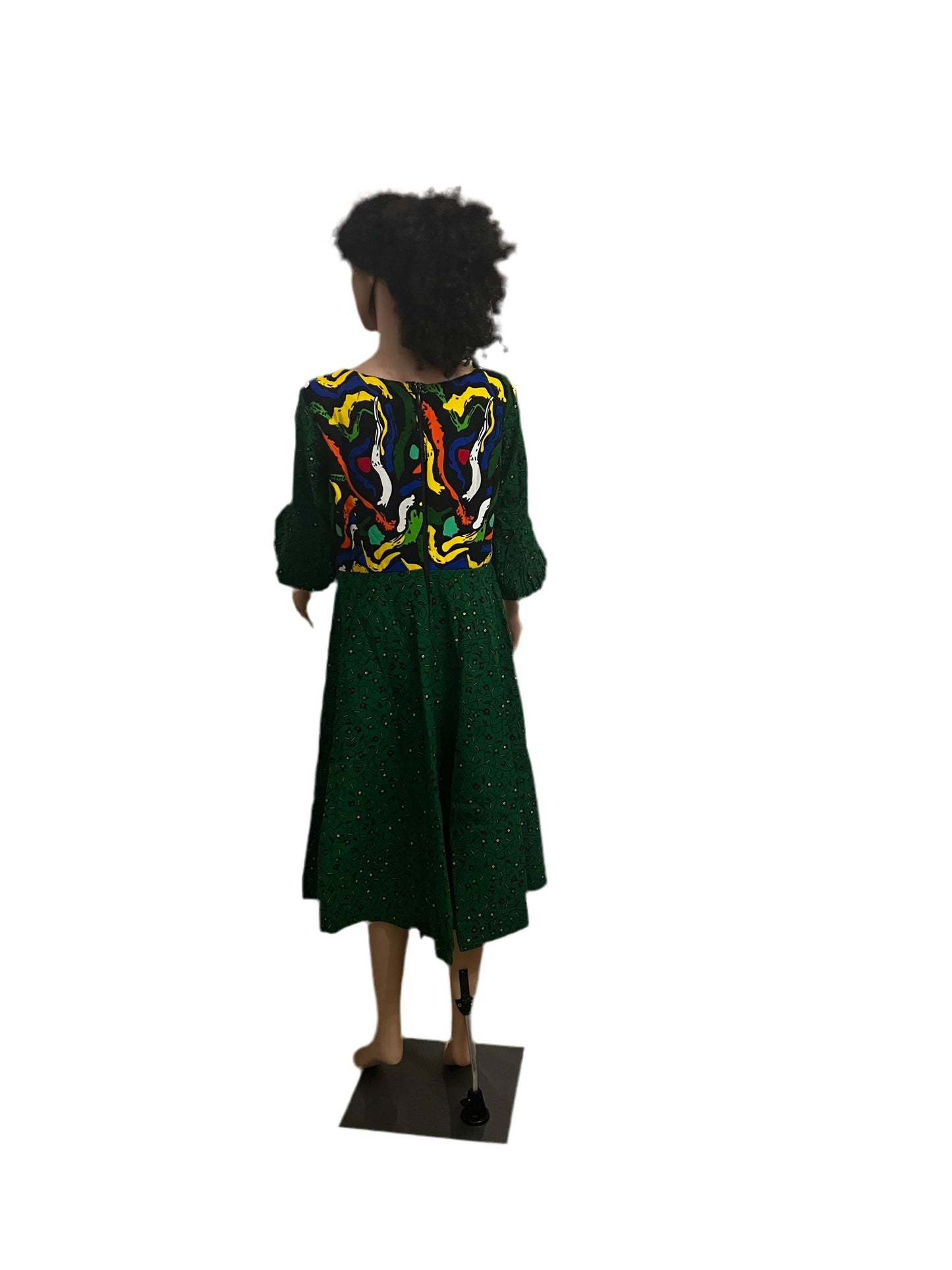 African Wax Print Ankara Formal Mixed Pattern Dress Afro American Outfits