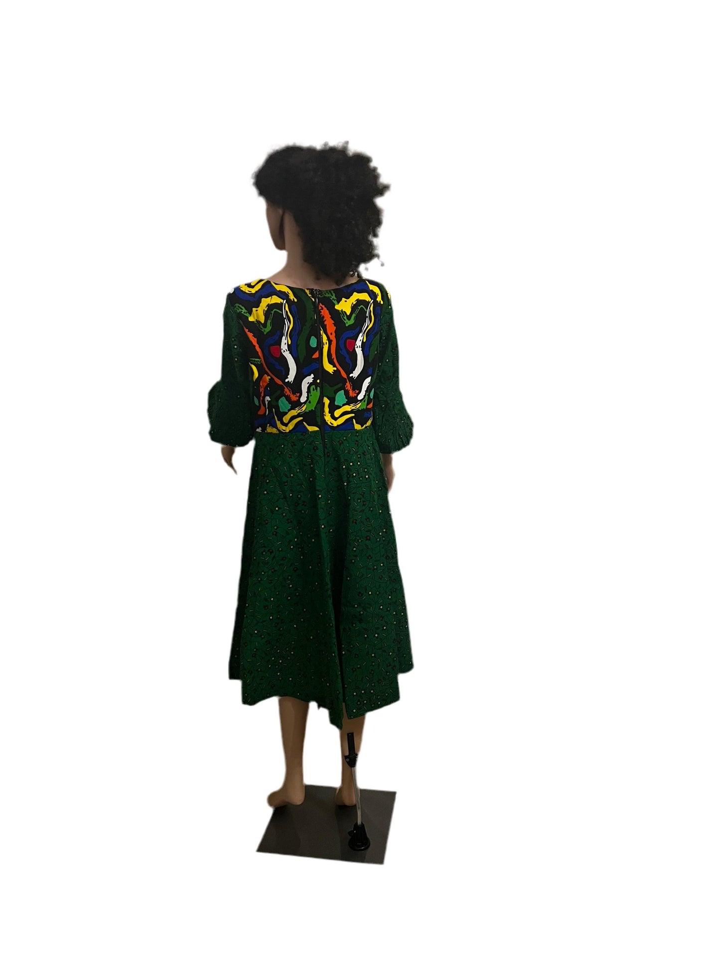 African Wax Print Ankara Formal Mixed Pattern Dress