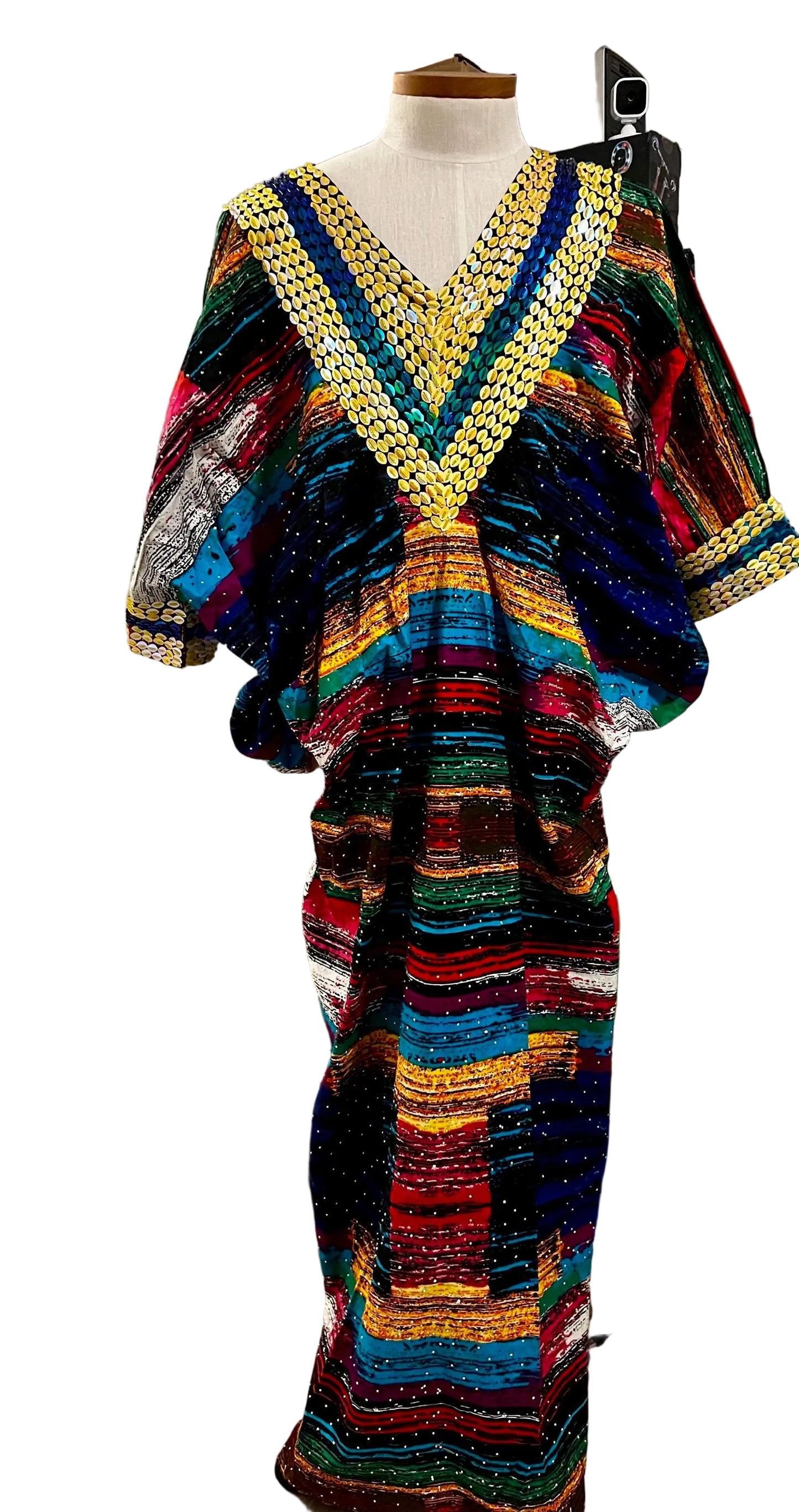 African Print Ankara Hand Beaded Bubu