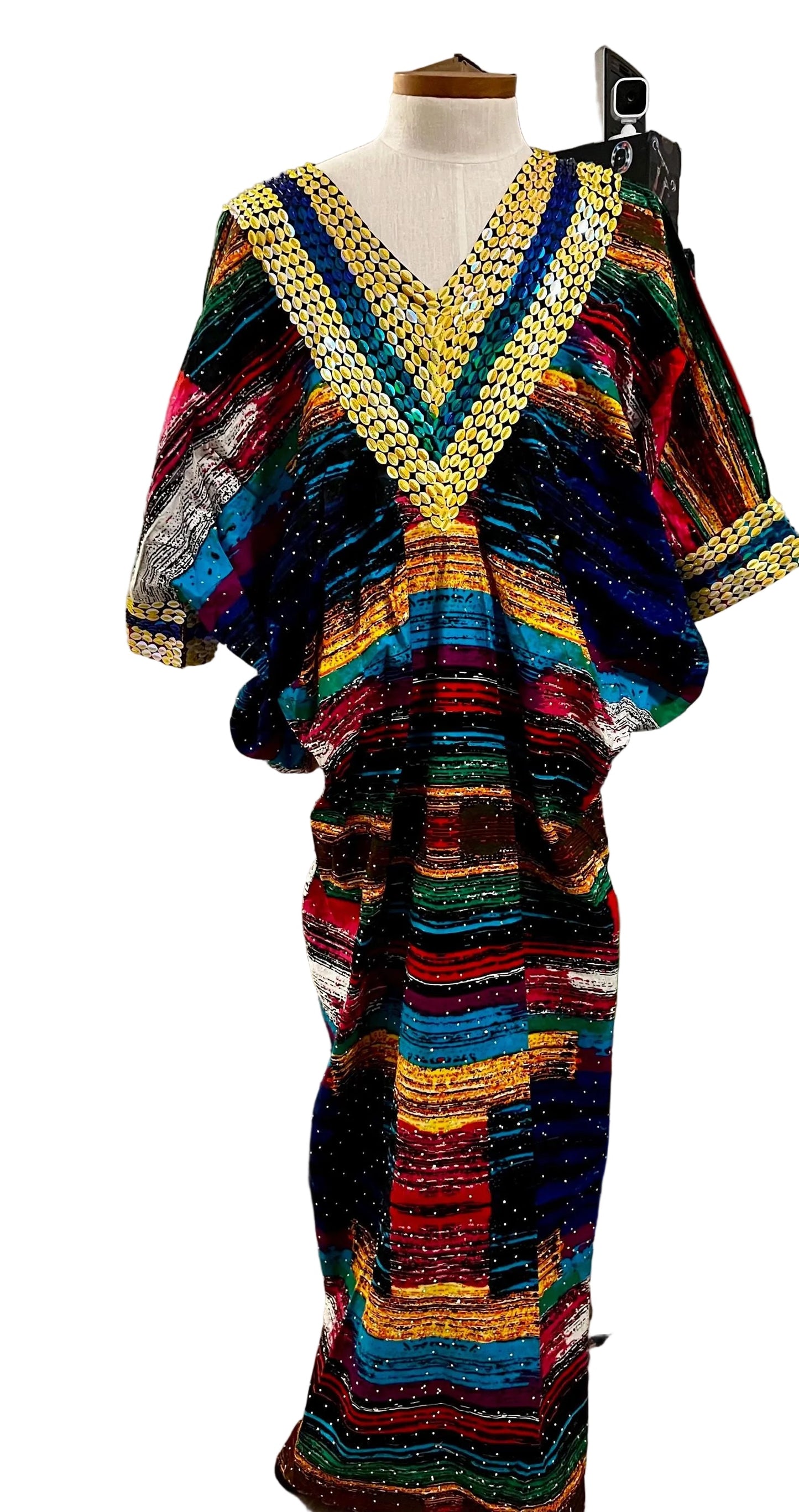 African Print Ankara Hand Beaded Bubu Afro American Outfits
