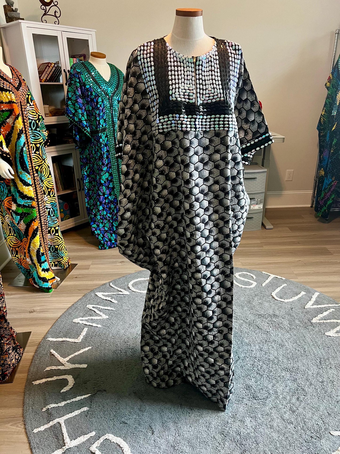 African Print Hand Beaded Ankara Maxi Dress