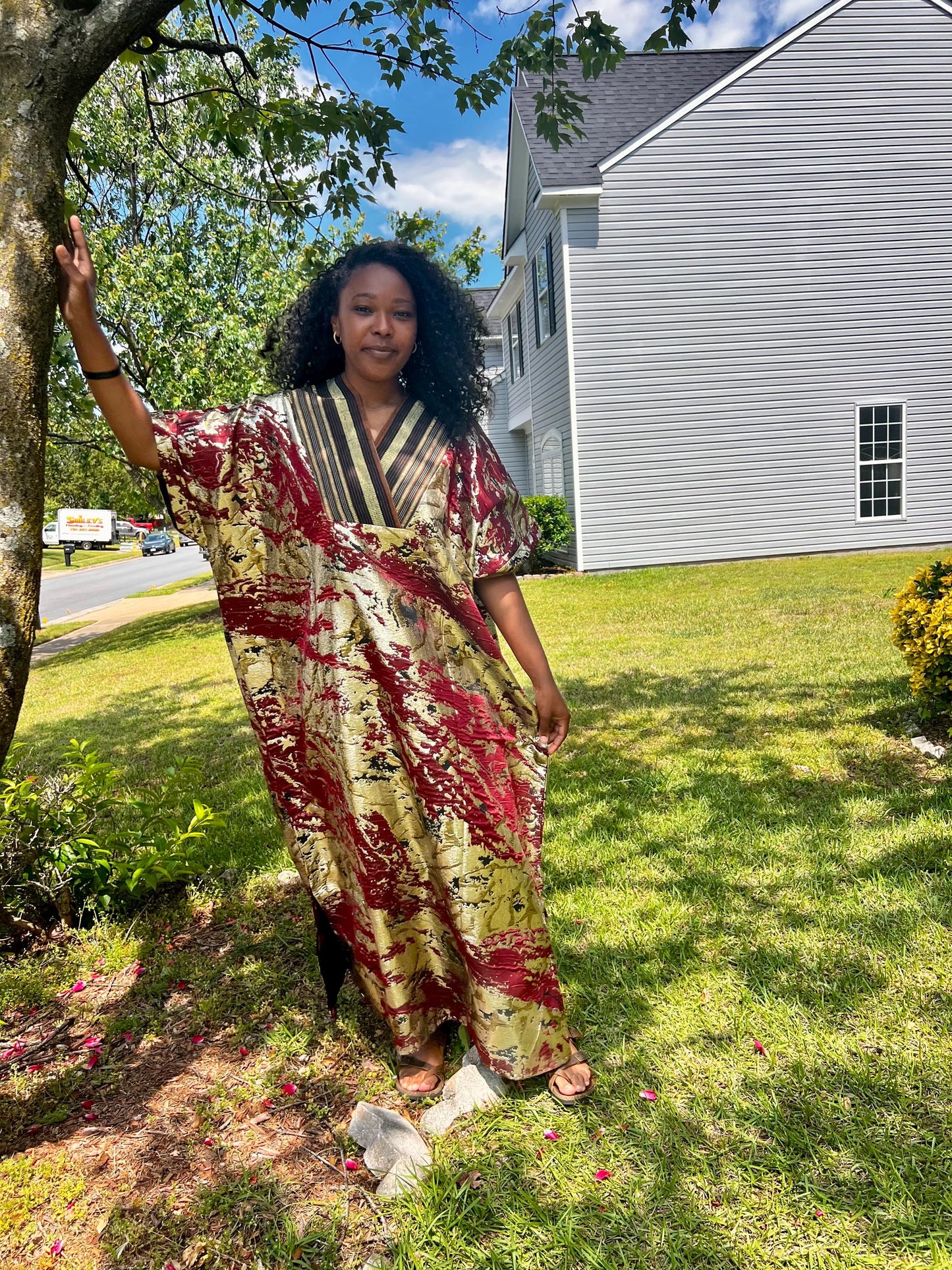 African Unique Damask Brocade with Sequin/Aso-Oke Boubou/Maxi Dress Afro American Outfits