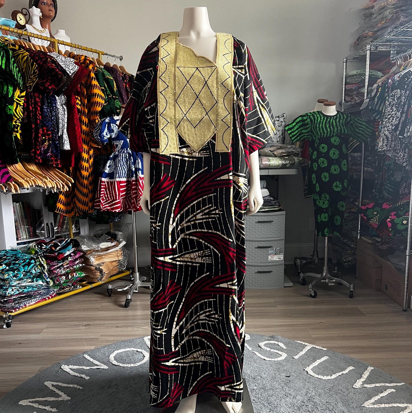 African Print Ankara Unique Embroidered Kaftan Dress Afro American Outfits