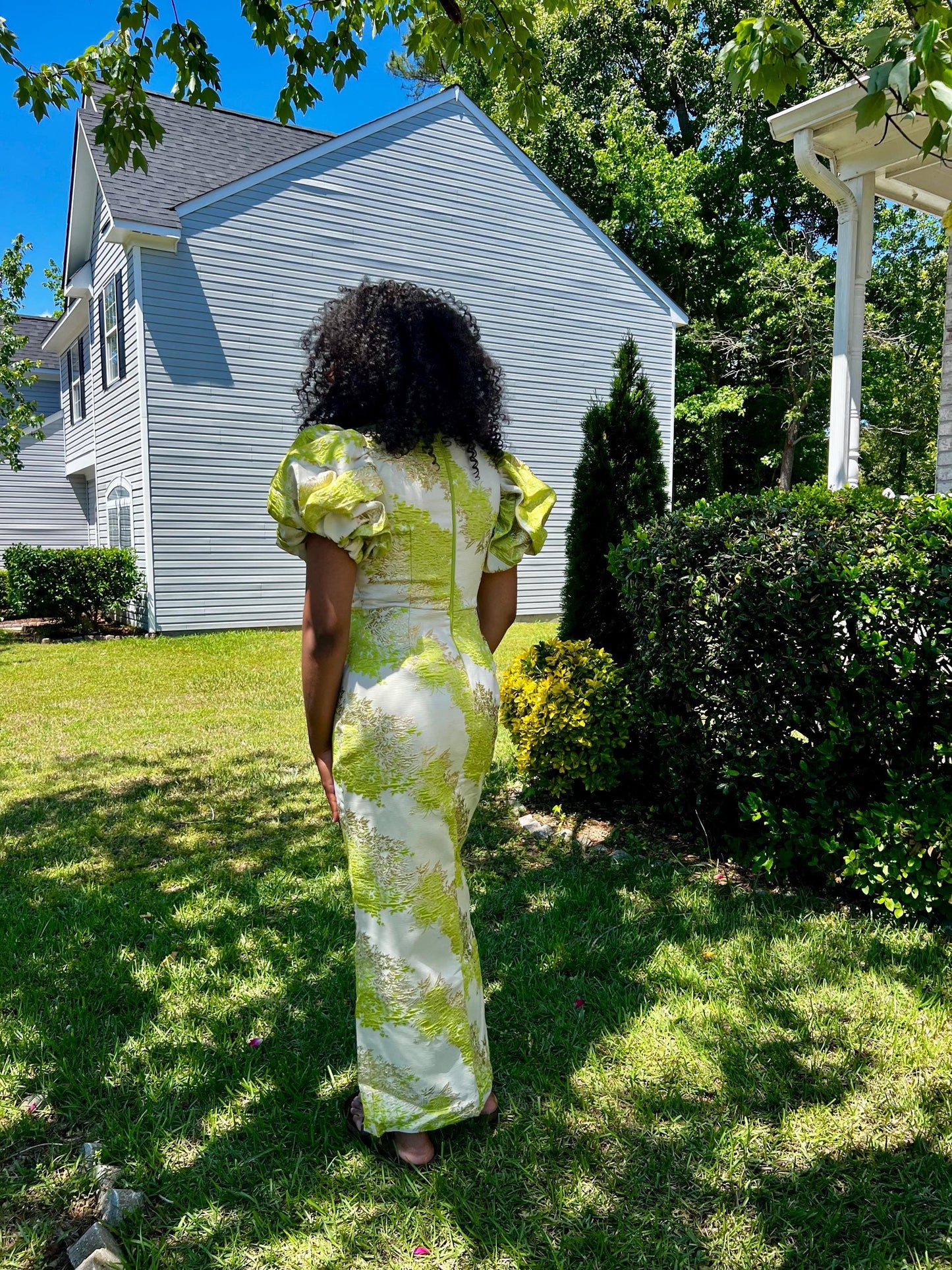 Elegant Damask Brocade fitted Afro Talia Dress Afro American Outfits