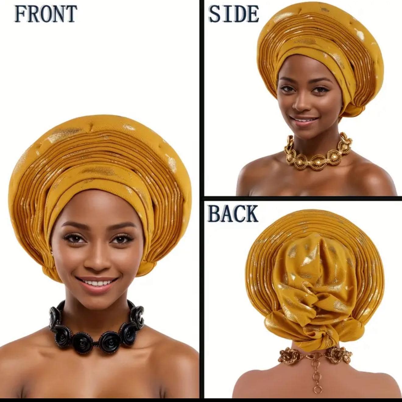 African 2p Layered Turban Afro American Outfits
