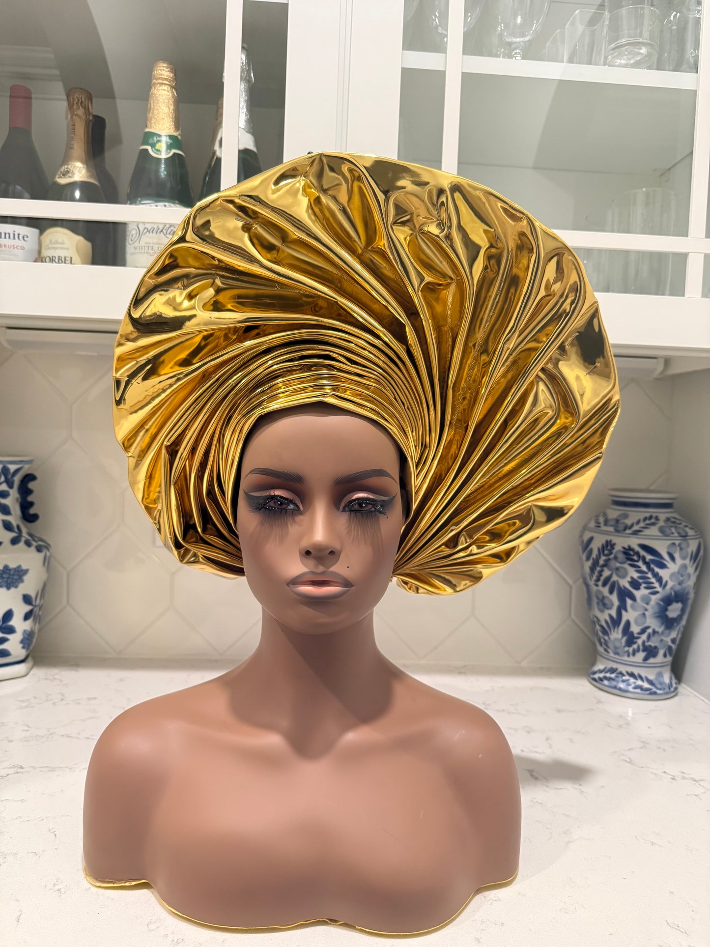African Unique Liquid Metallic Auto Gele 1p