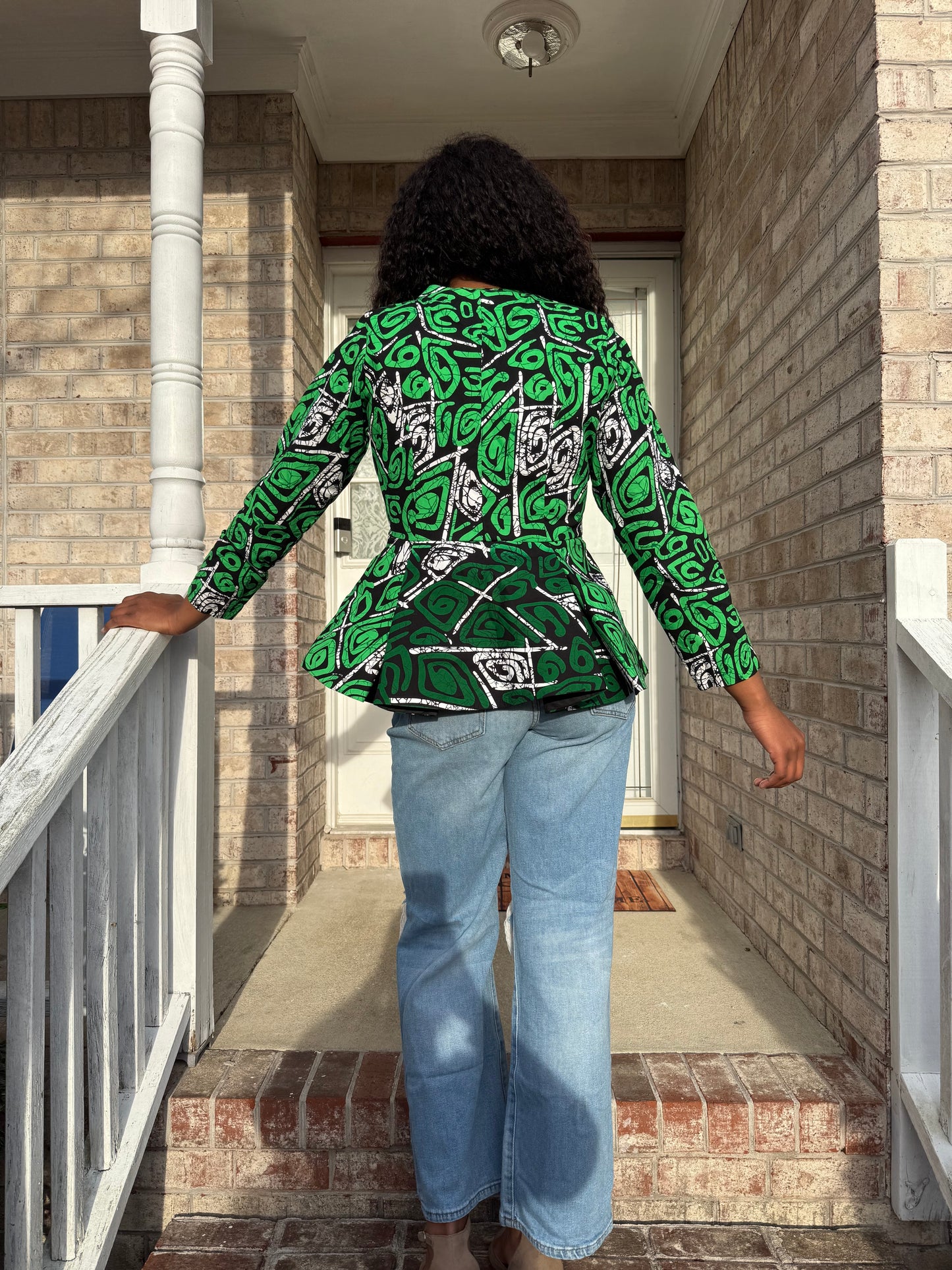 African Ankara Wax Print Long Sleeve Peplum Tops/Blouse