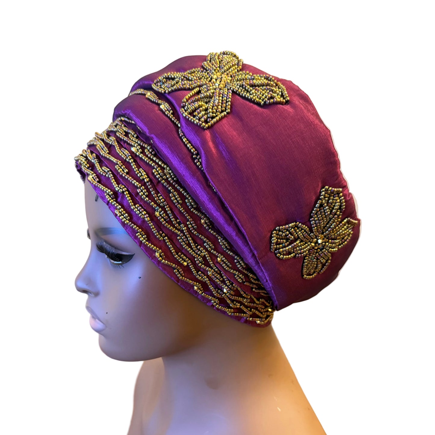 African 2/3 in 1p Hand Beaded luxury Turban