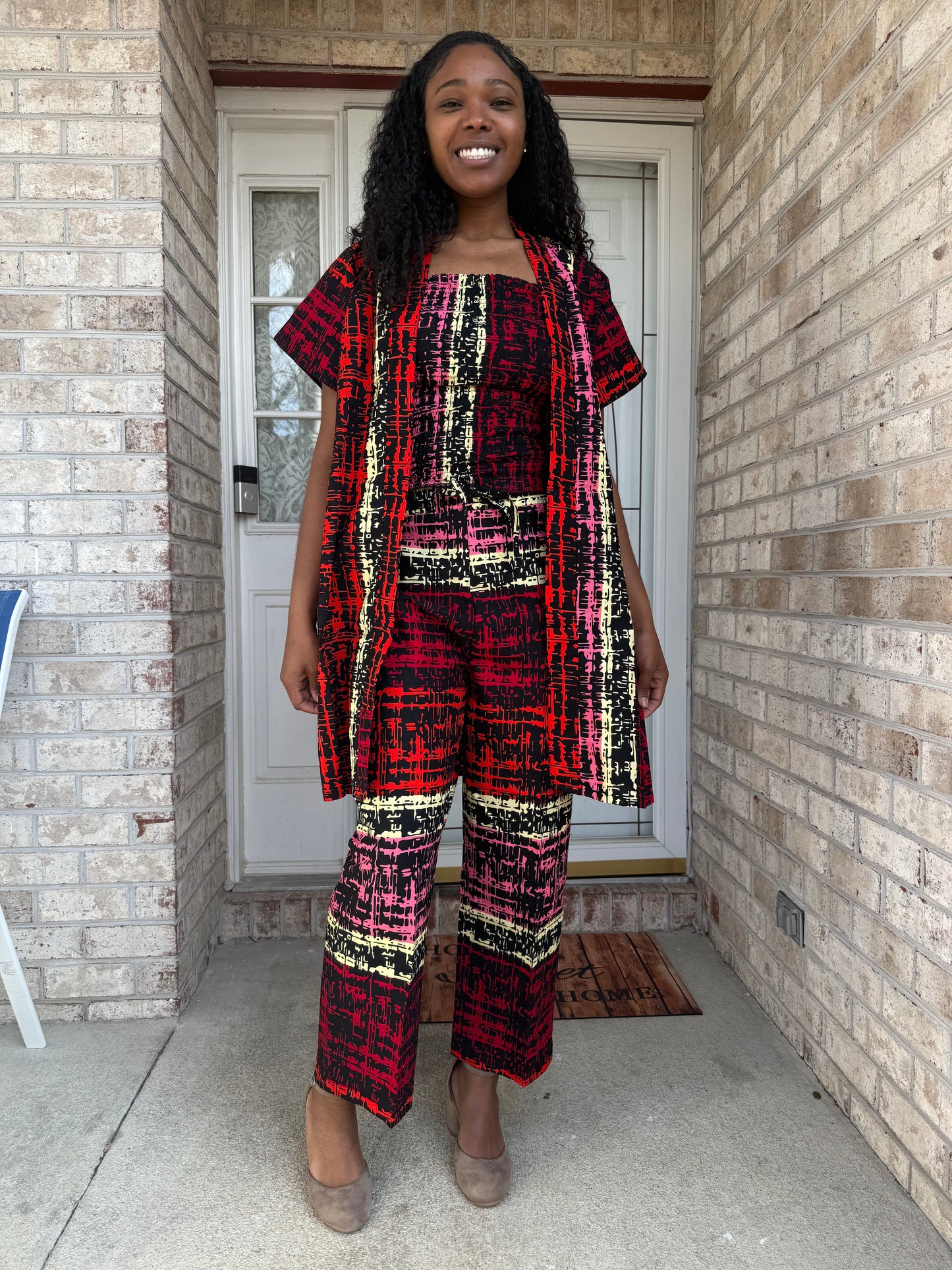Modern African Ankara Wax Print Afro Evelyn 3p Women Pant Set Afro American Outfits