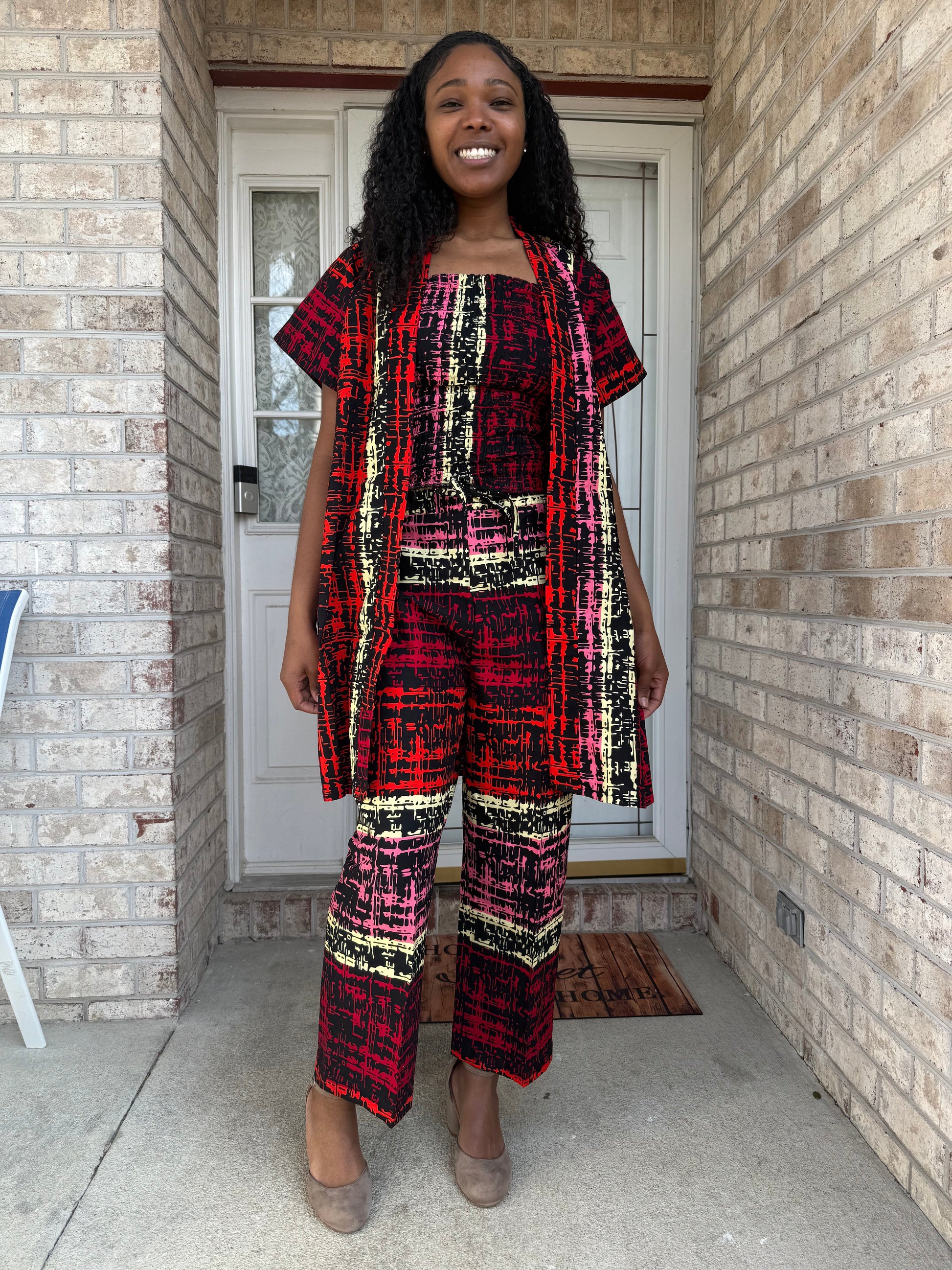 Modern African Ankara Wax Print Afro Evelyn 3p Women Pant Set Afro American Outfits