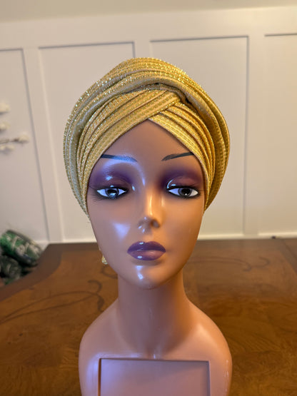 African glittering Step Patterned Turban