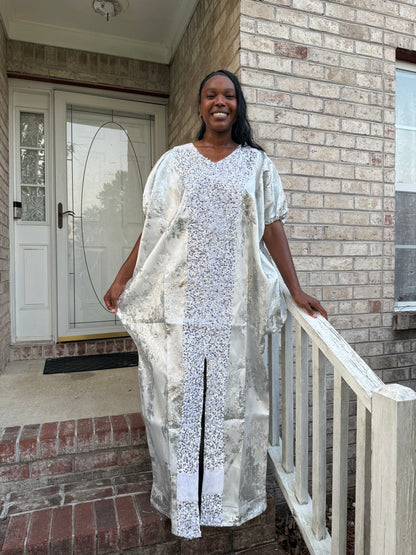 Luxury Afro Talia Damask Brocade Boubou Maxi Dress