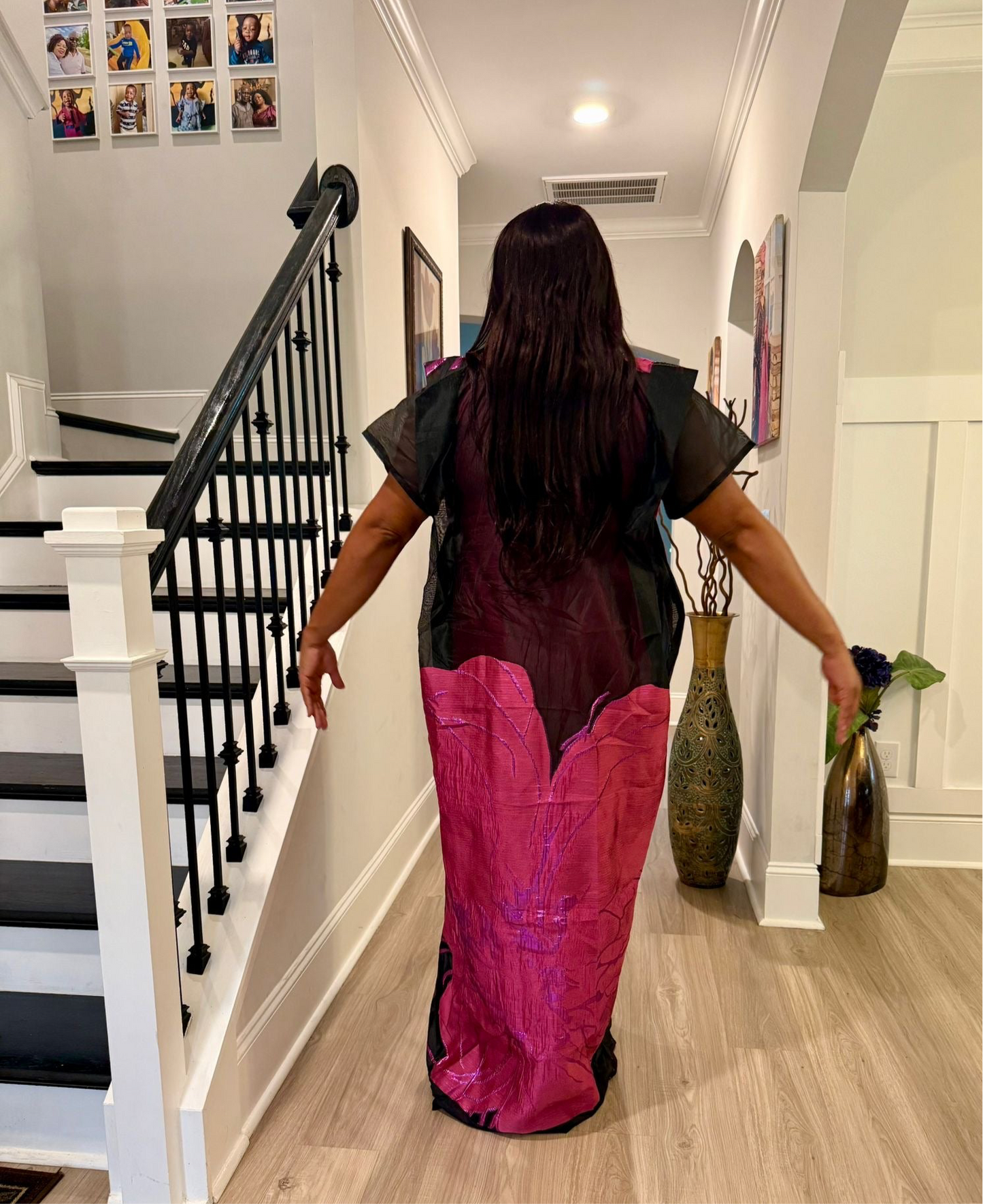 Luxury African Modern European Organza Brocade Bubu/Boubou Maxi Dress with Inner wear