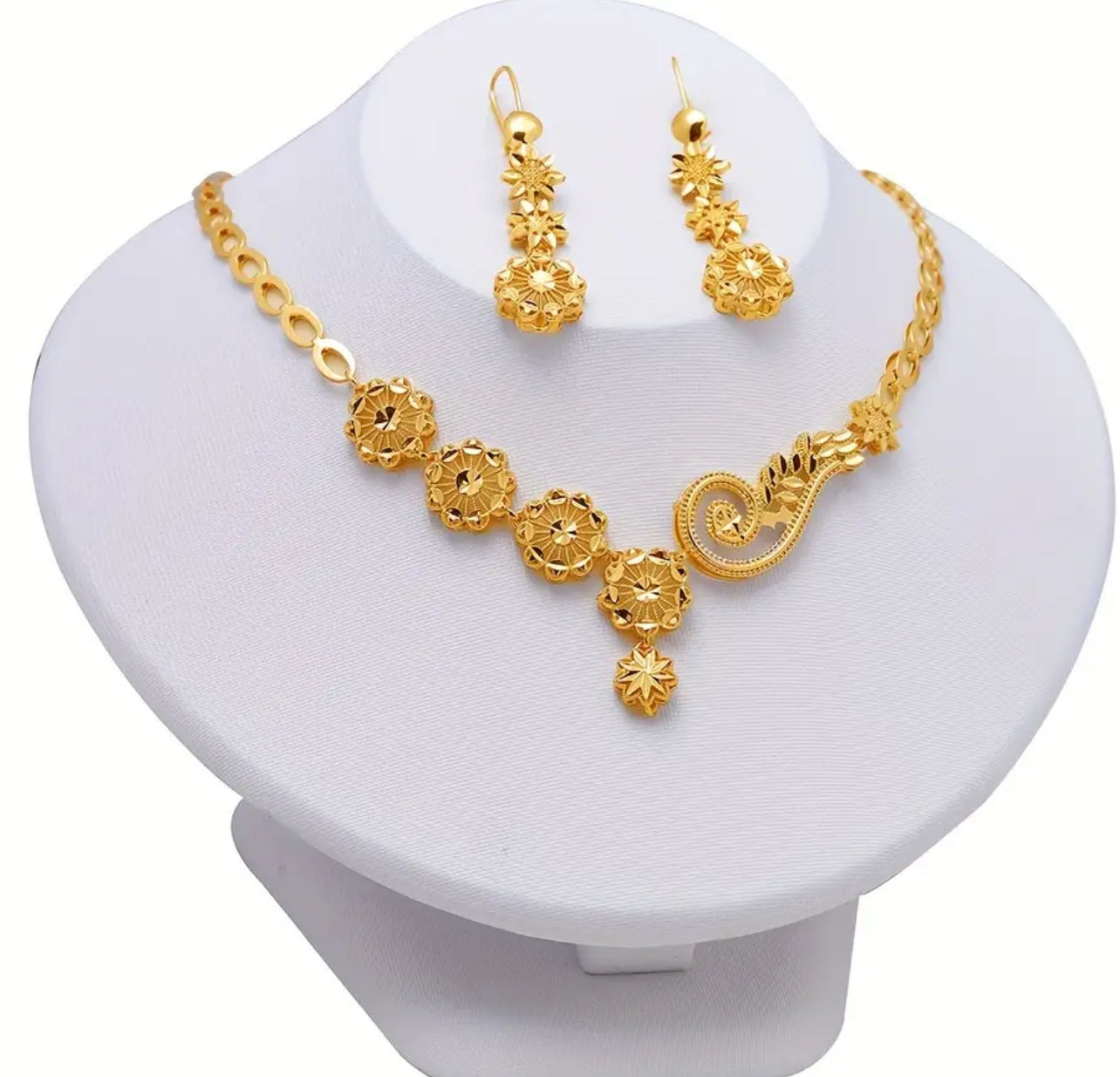 2pcs 22K Gold Plated Jewelry Set Afro American Outfits