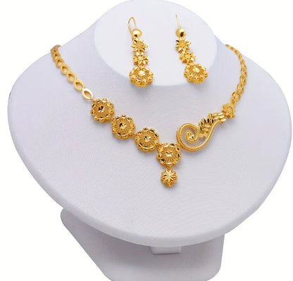 2pcs 22K Gold Plated Jewelry Set Afro American Outfits