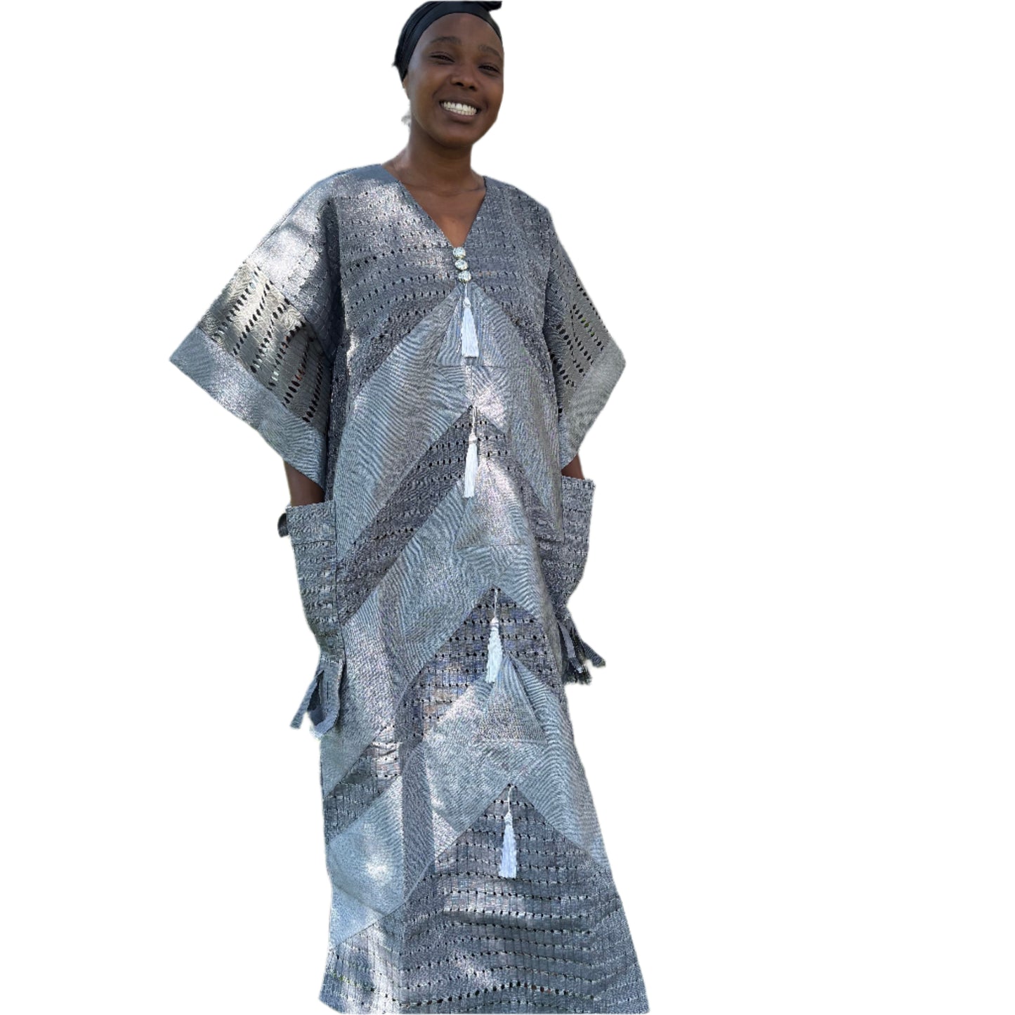 Special African Traditional Woven Aso-Oke/Kente Bubu Maxi Dress