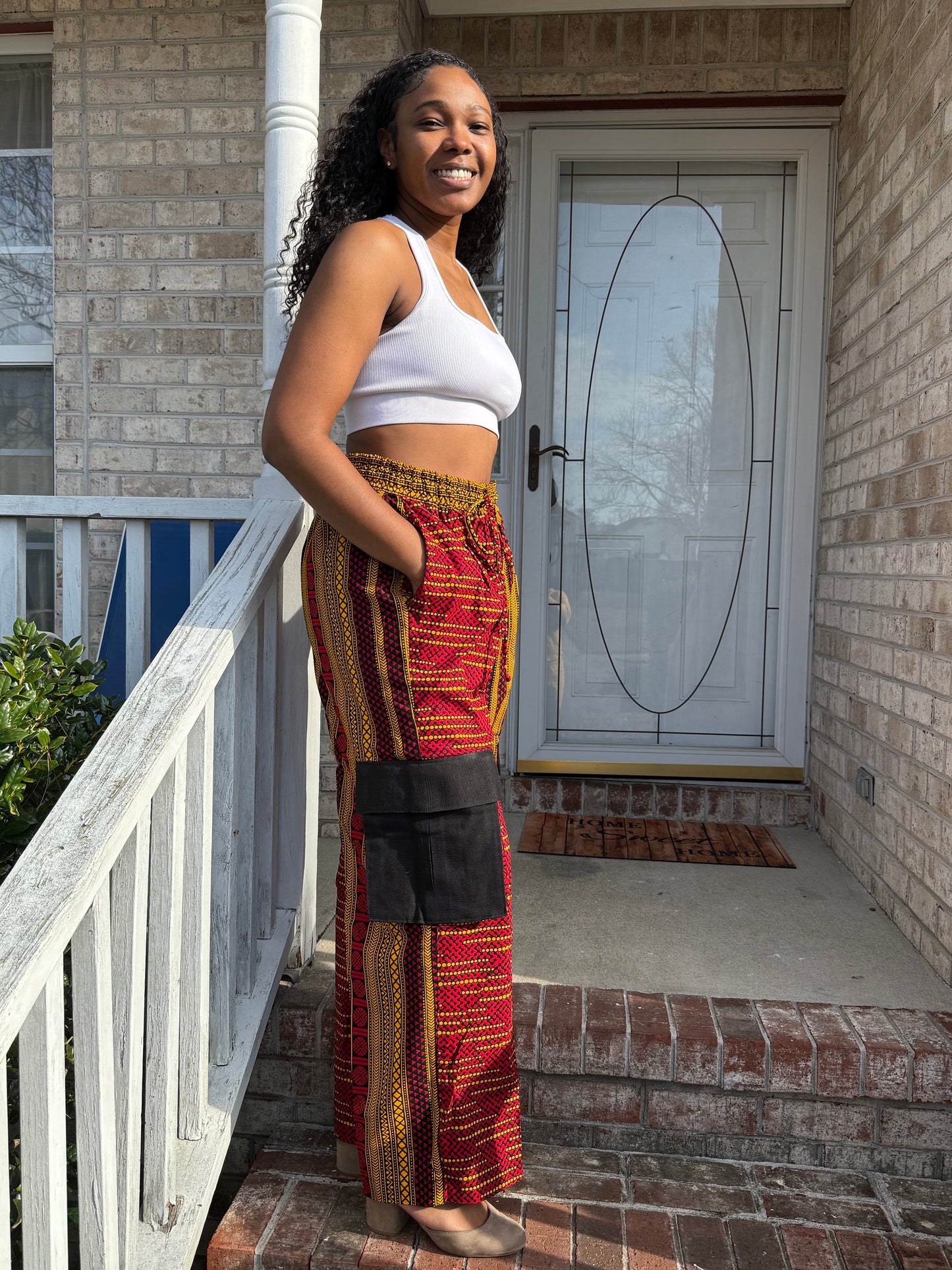 African Ankara Wax Print Double Pattern Cargo/Palazzo Pants/Bottom
