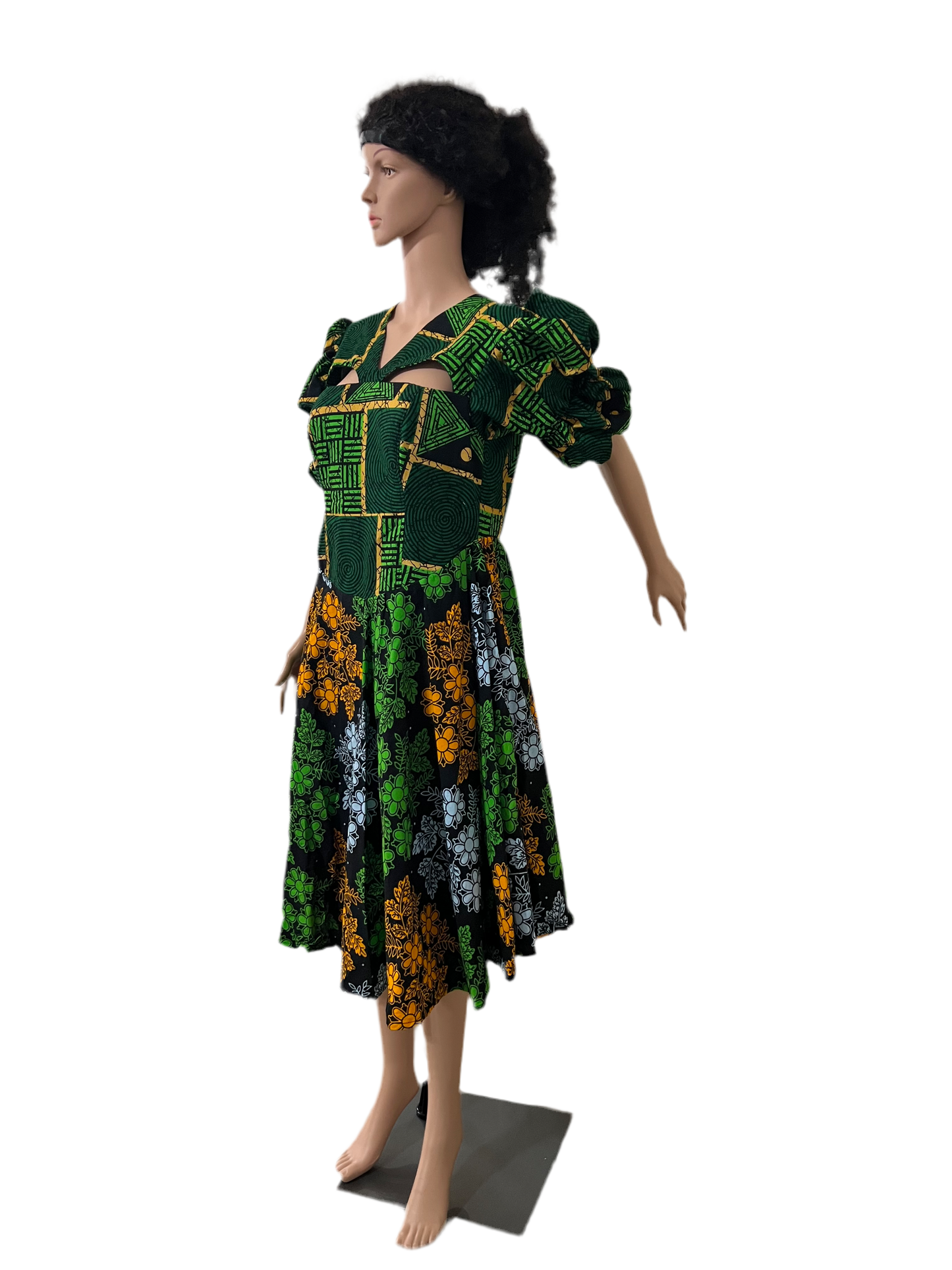 Afro Green Mixed Dress