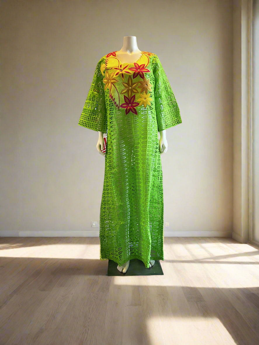 African Luxury Afro Embroidered Lace Boubou Dress Afro American Outfits