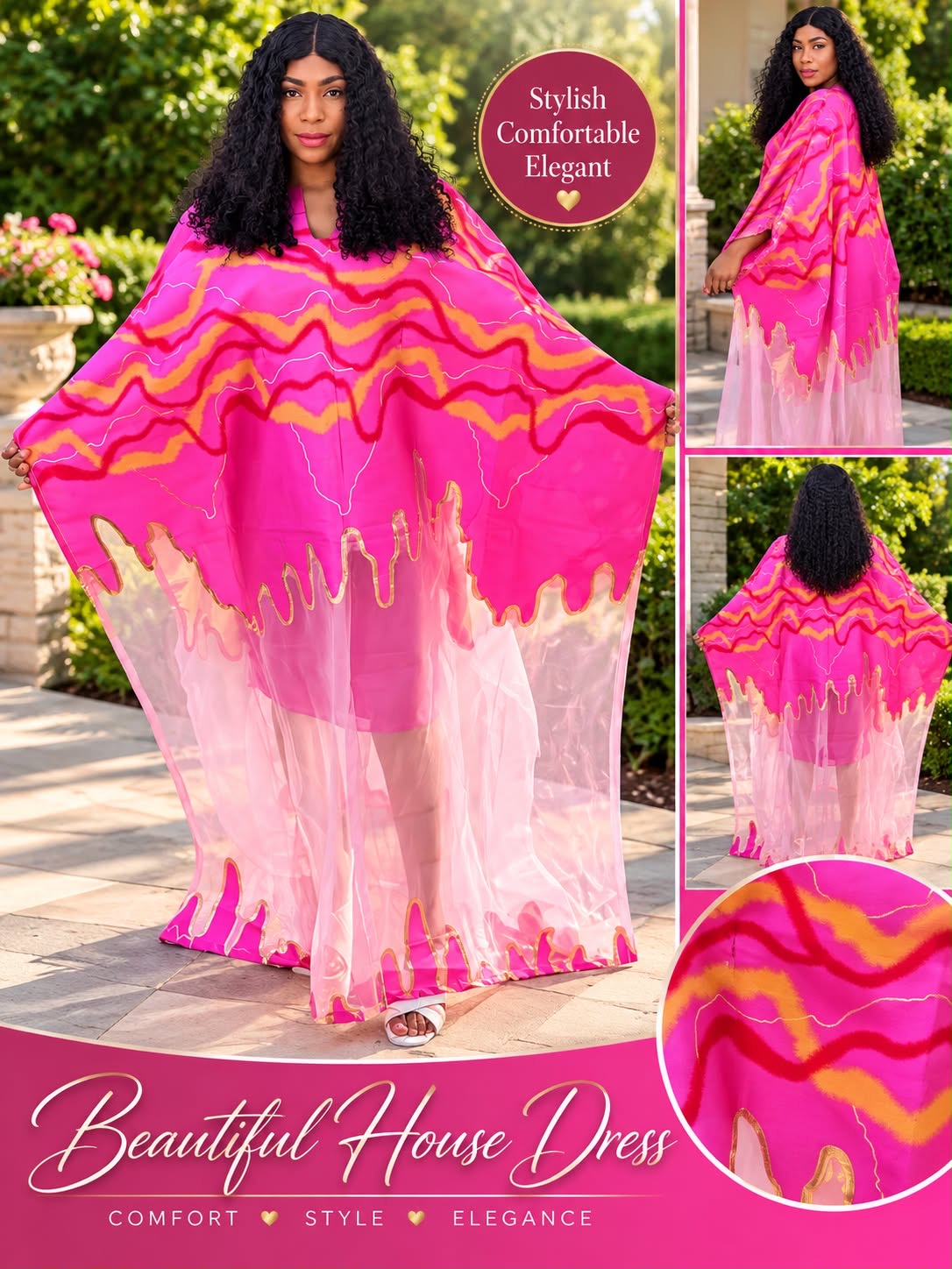 Modern Organza Damask Brocade Maxi Boubou Dress