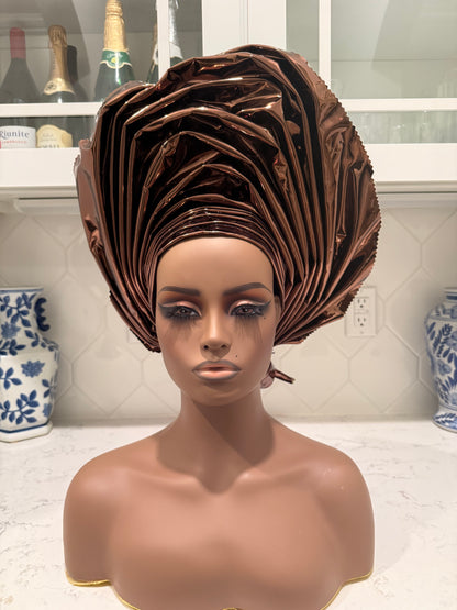 African Unique Liquid Metallic Auto Gele 1p