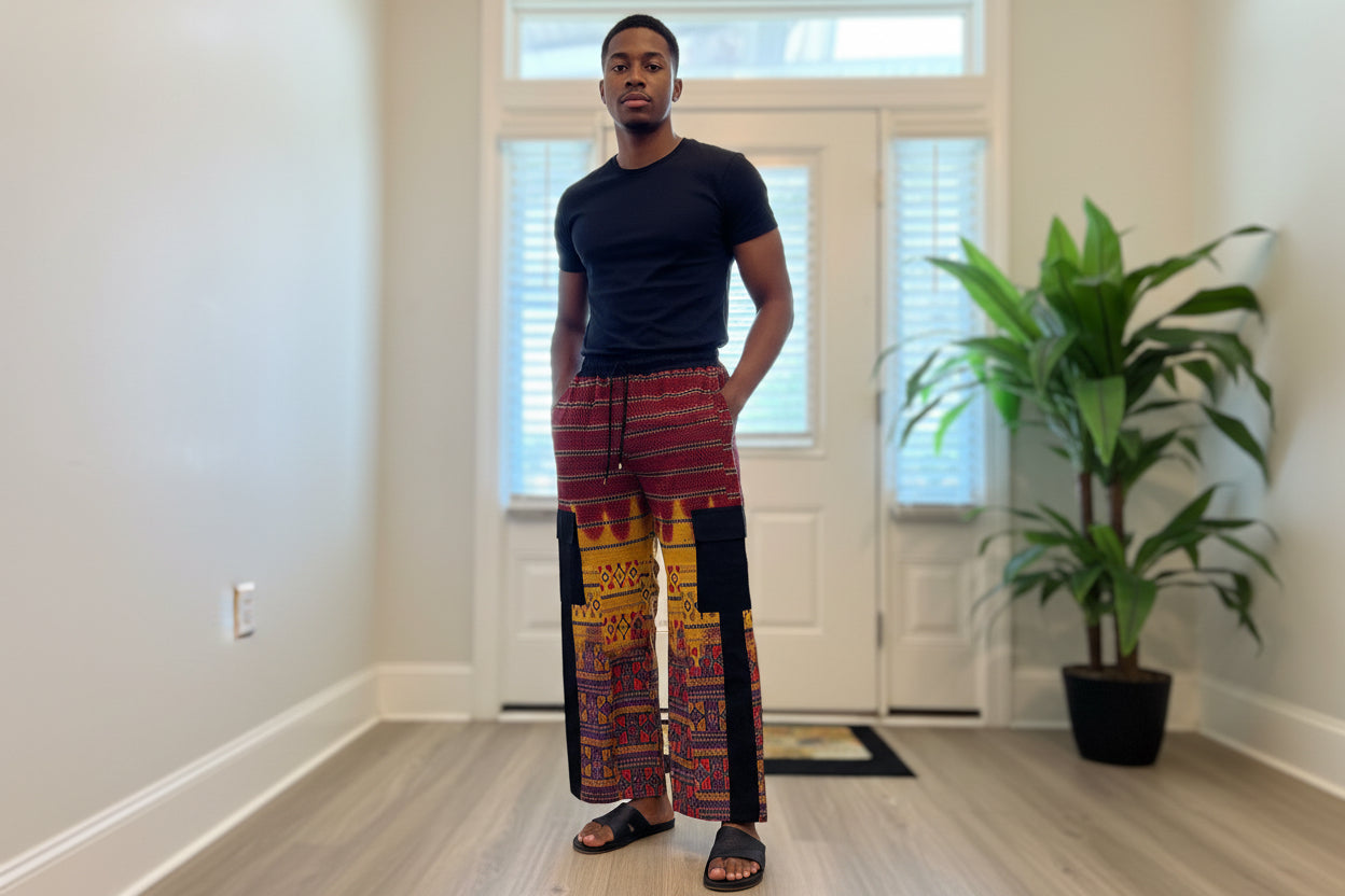 African Ankara Wax Prints  Double Pockets Cargo Pants/Bottom for Men