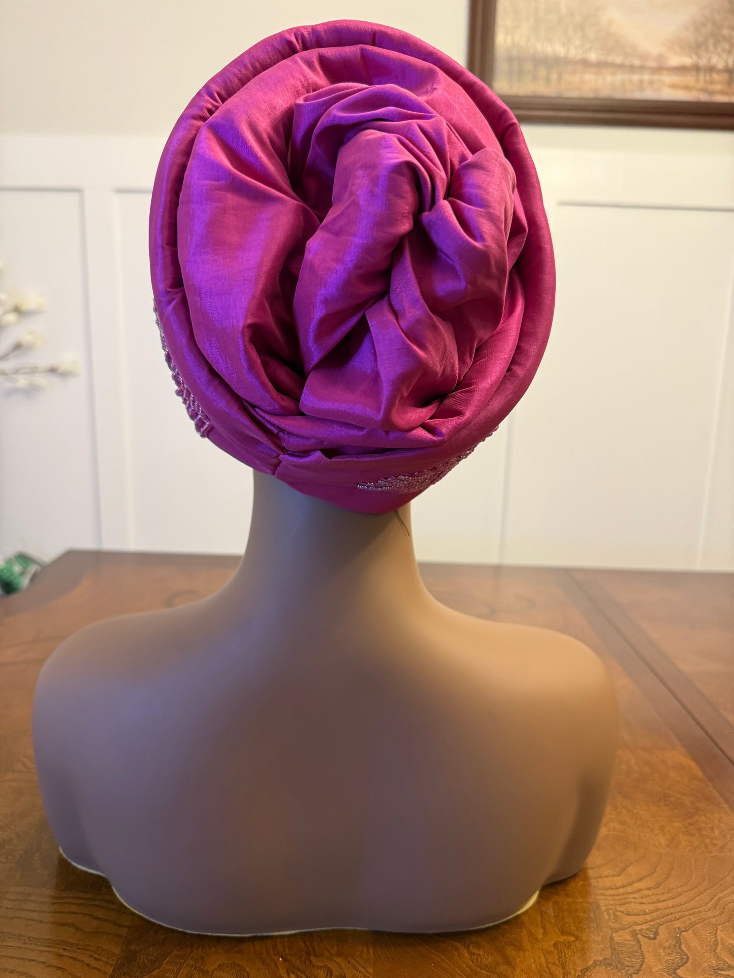 African 2/3 in 1p Hand Beaded luxury Turban