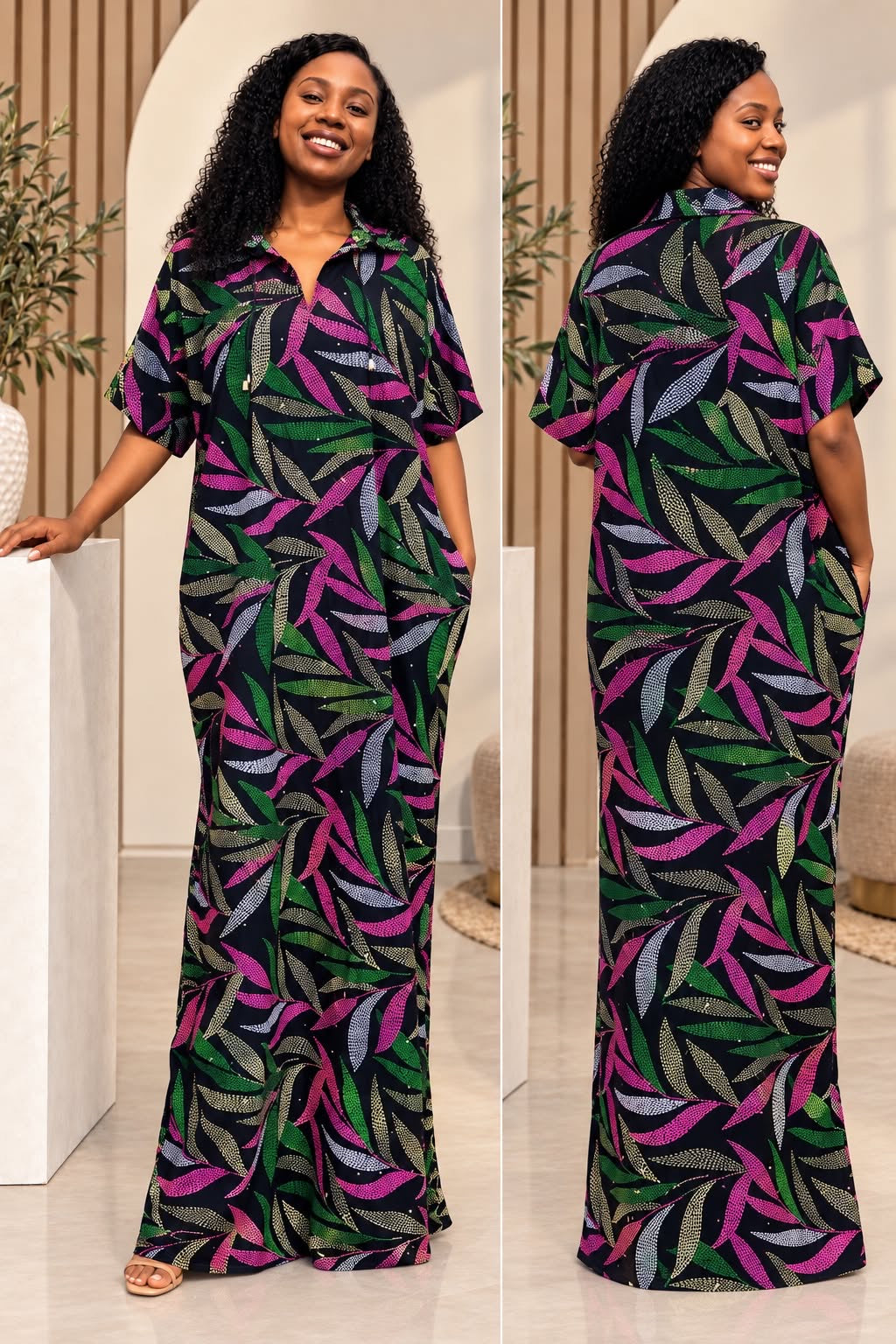 Modern African Ankara Wax Print Hoodie Dress with Glittery stone Embellishments