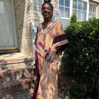 Special African Traditional Woven Aso-Oke/Kente Boubou Maxi Dress