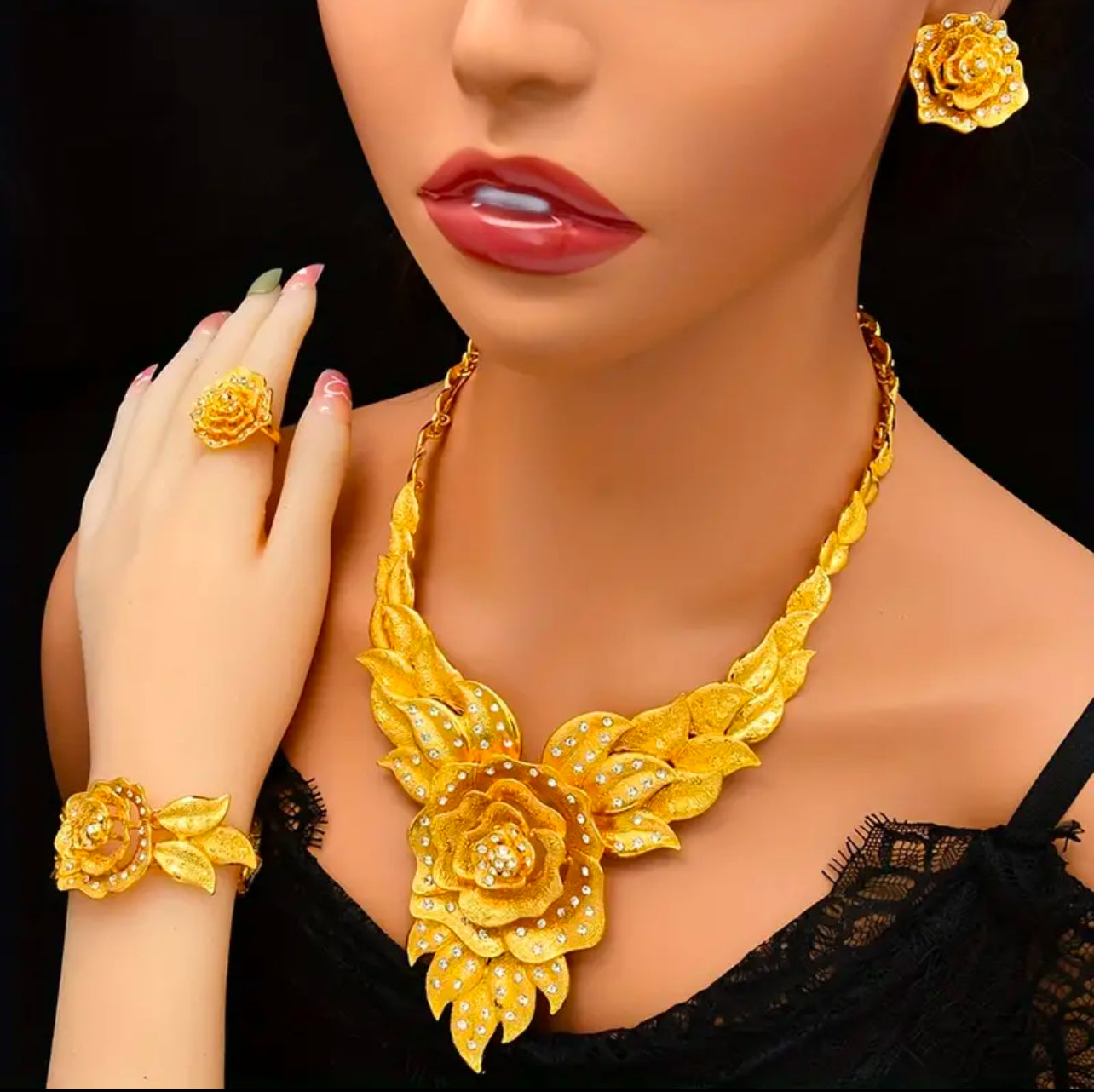 Exquisite Flower Jewelry Set Afro American Outfits