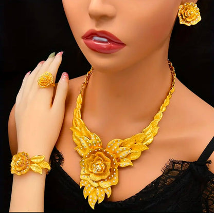 Exquisite Flower Jewelry Set Afro American Outfits