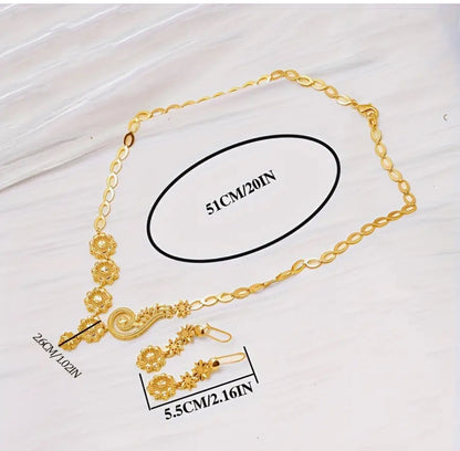 2pcs 22K Gold Plated Jewelry Set Afro American Outfits