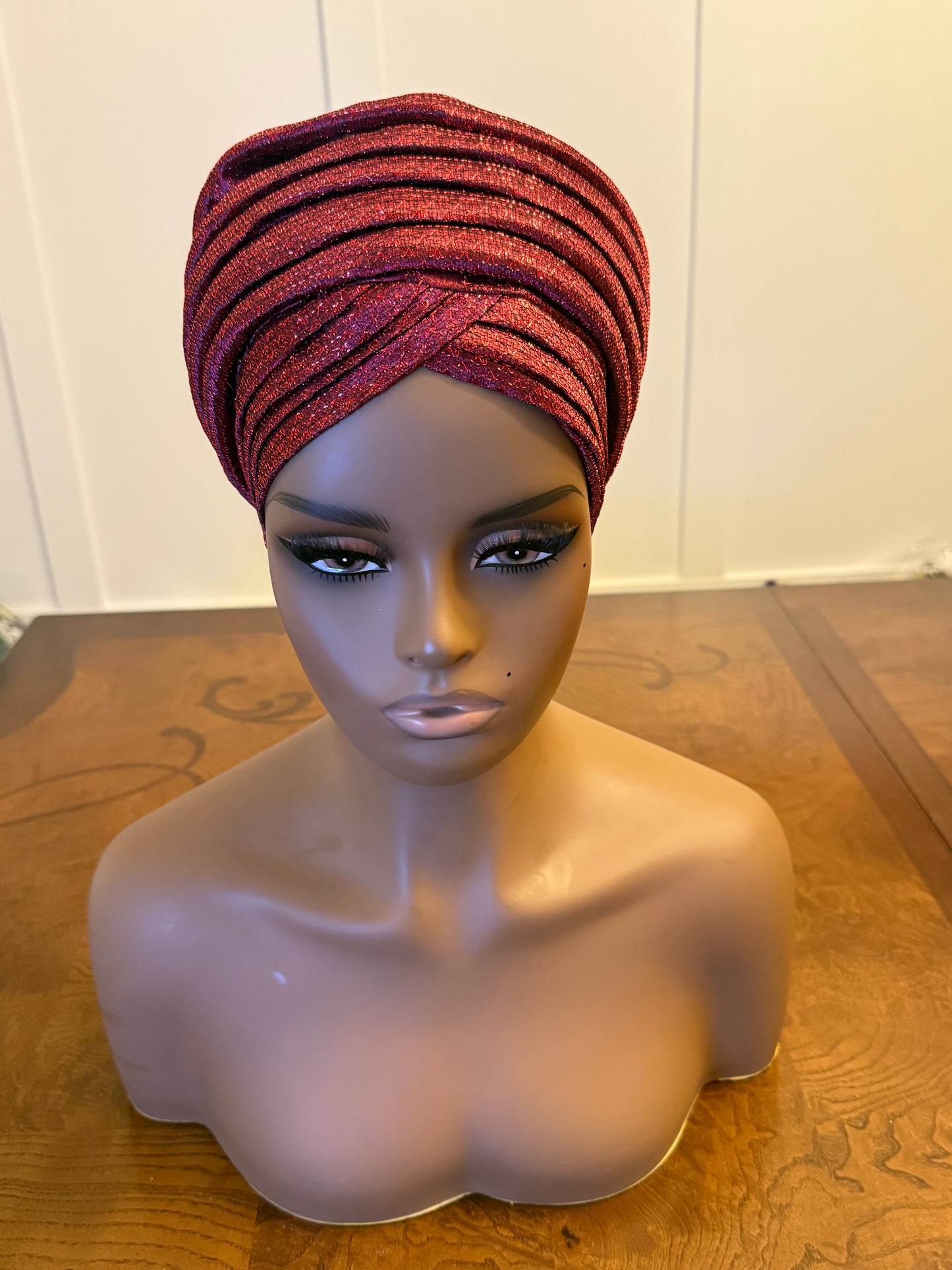 African glittering Step Patterned Turban