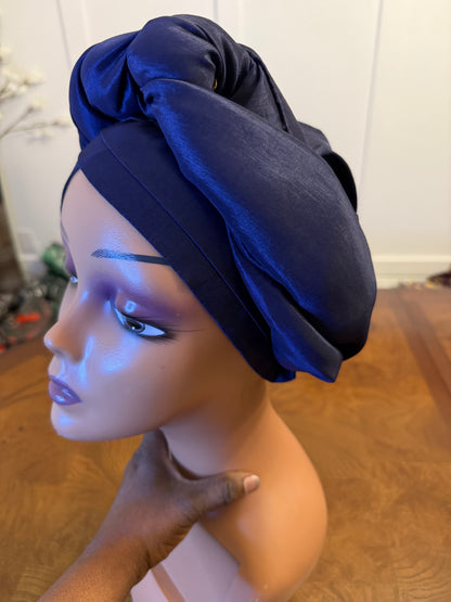 African Double Patterned Afro Abeke Turban/Hat/Cap