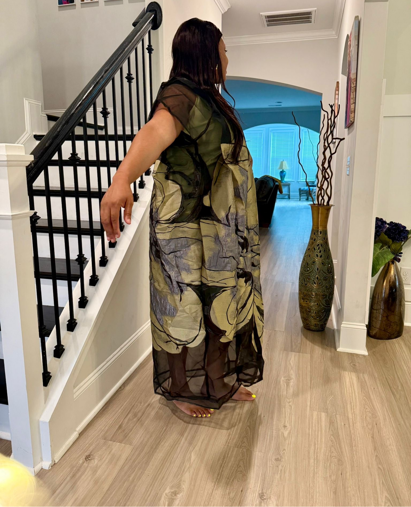 Luxury African Modern European Organza Brocade Bubu/Boubou Maxi Dress with Inner wear