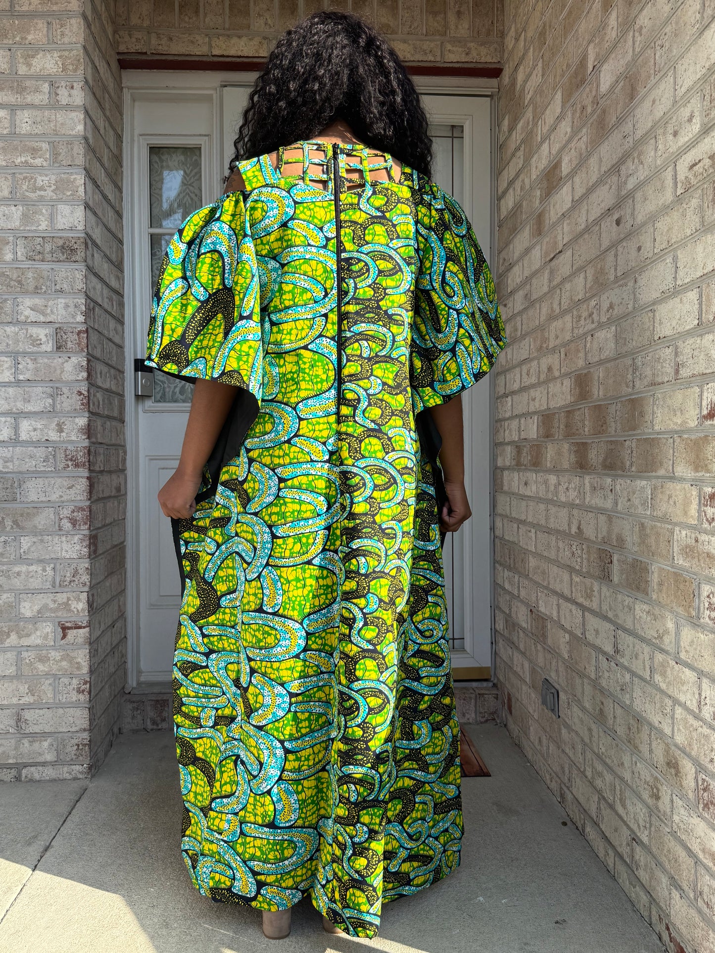 African Ankara Wax Print Basket Neck Bubu Dress Uniquely Designed