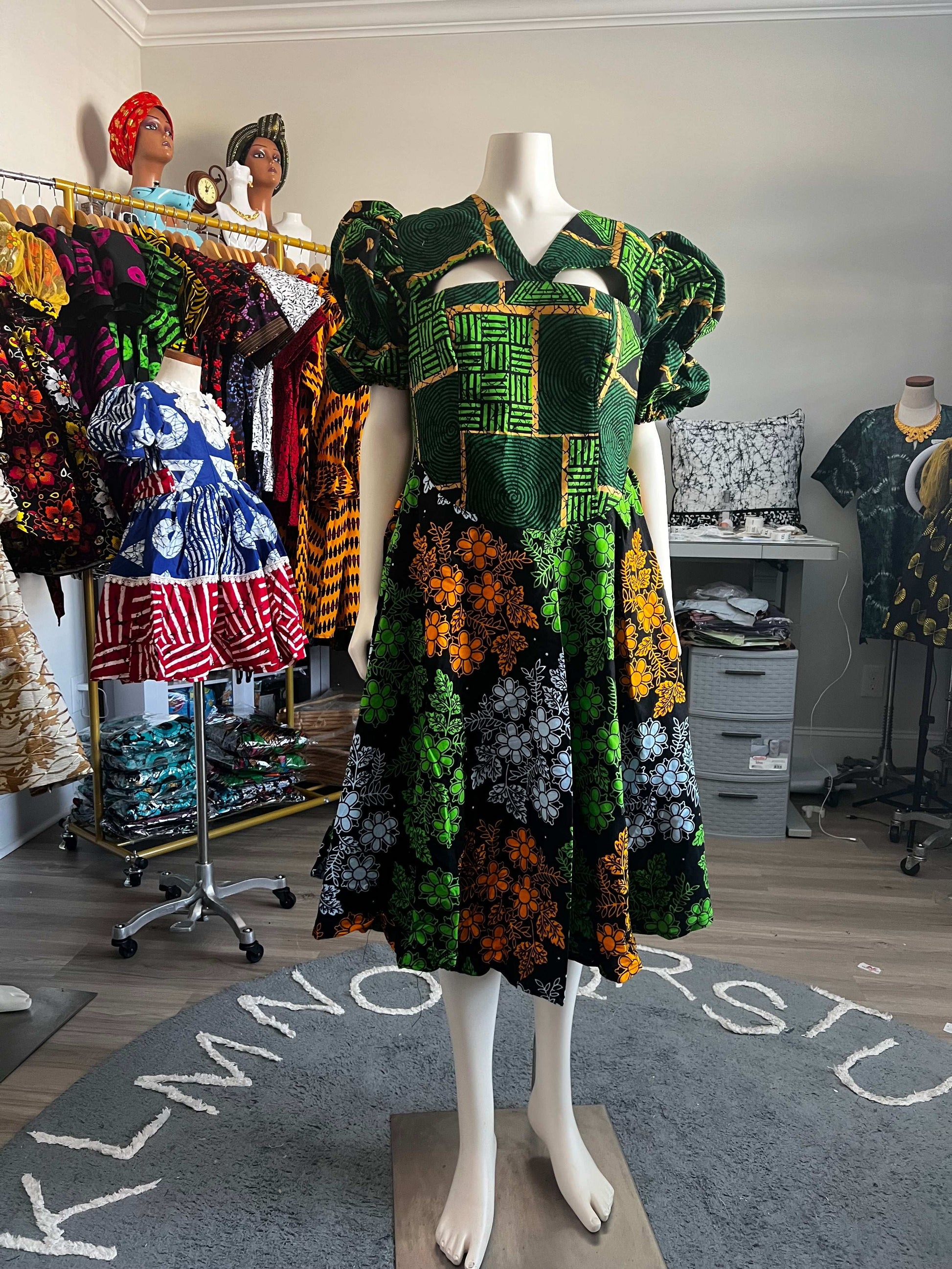 Afro Green Mixed Dress