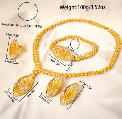 5pcs Set Golden Romantic Cubic Zirconia Necklace