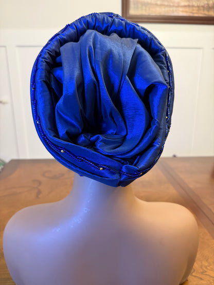 African 2/3 in 1p Hand Beaded luxury Turban