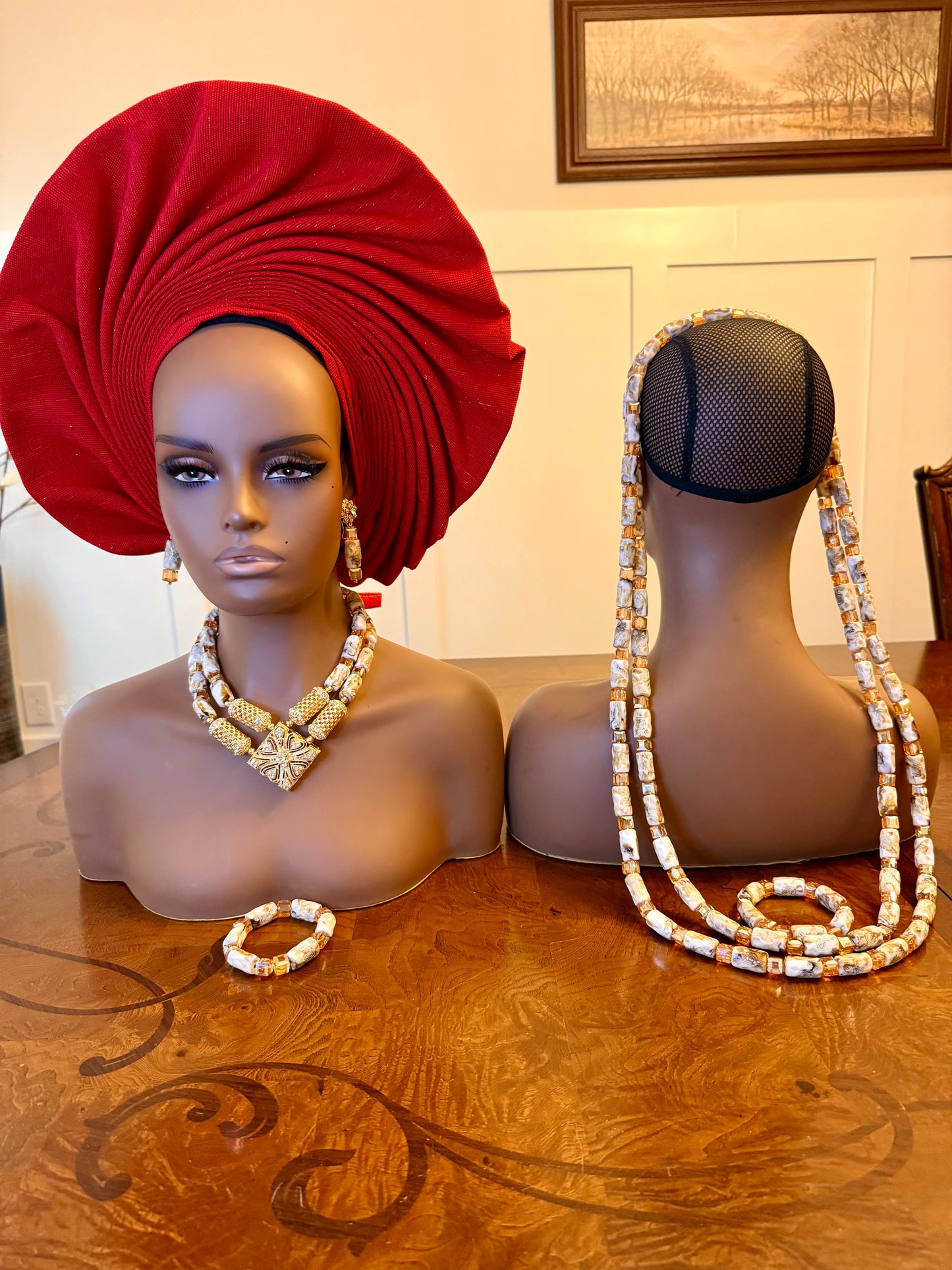 African Traditional Handmade Beads Set for Bride and Groom Afro American Outfits