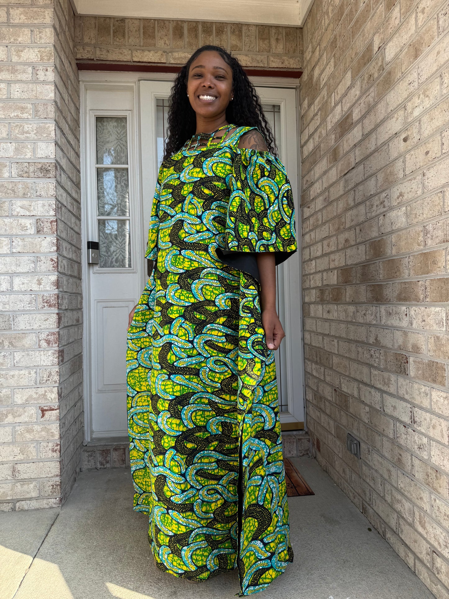African Ankara Wax Print Basket Neck Bubu Dress Uniquely Designed
