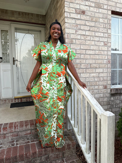 Luxury Rich Aunty Damask Brocade Bubu/Boubou Dress